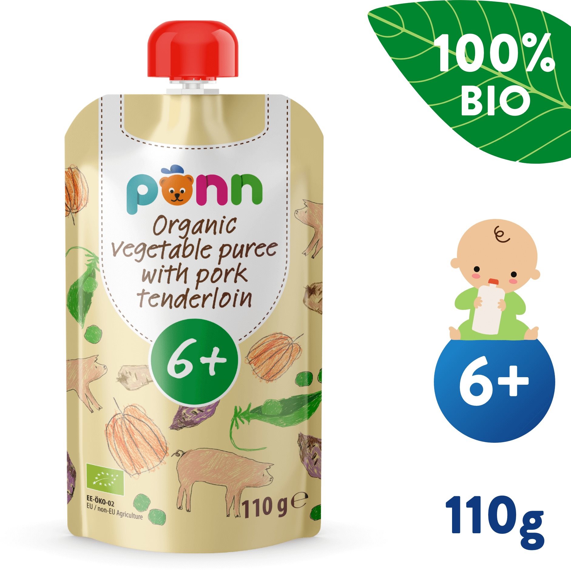 SALVEST Ponn BIO Vepřová panenka se zeleninovým pyré (110 g)
