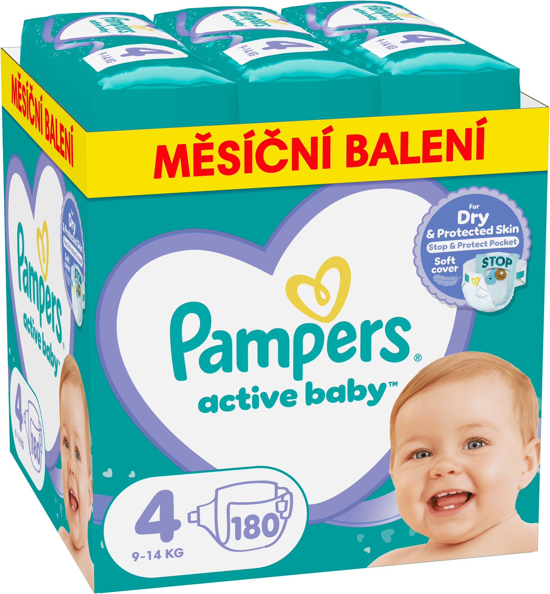 PAMPERS Active Baby vel. 4, Monthly Pack 180 ks