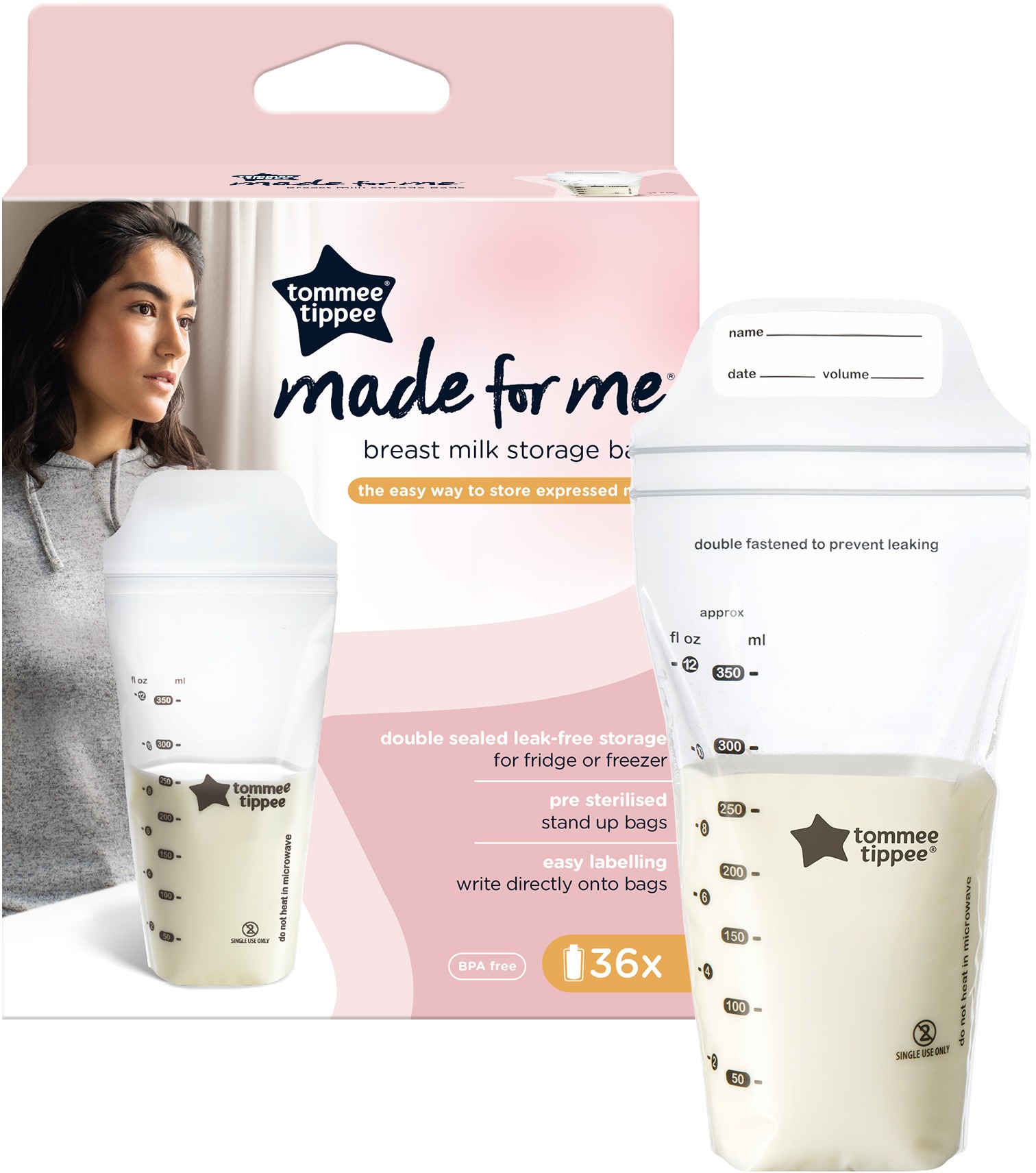 Tommee Tippee CTN Sáčky na mateřské mléko s dvojitým těsněním, 36 ks