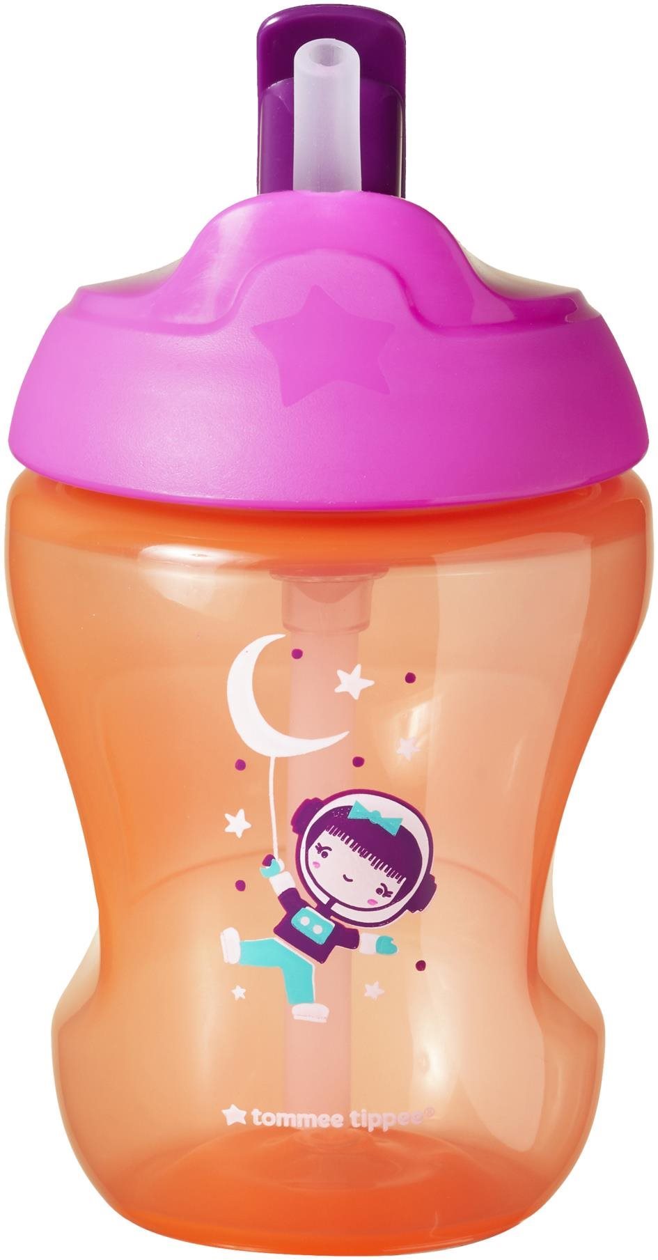 Tommee Tippee Straw Cup netekoucí hrnek s brčkem 7 m+ Pink, 230 ml