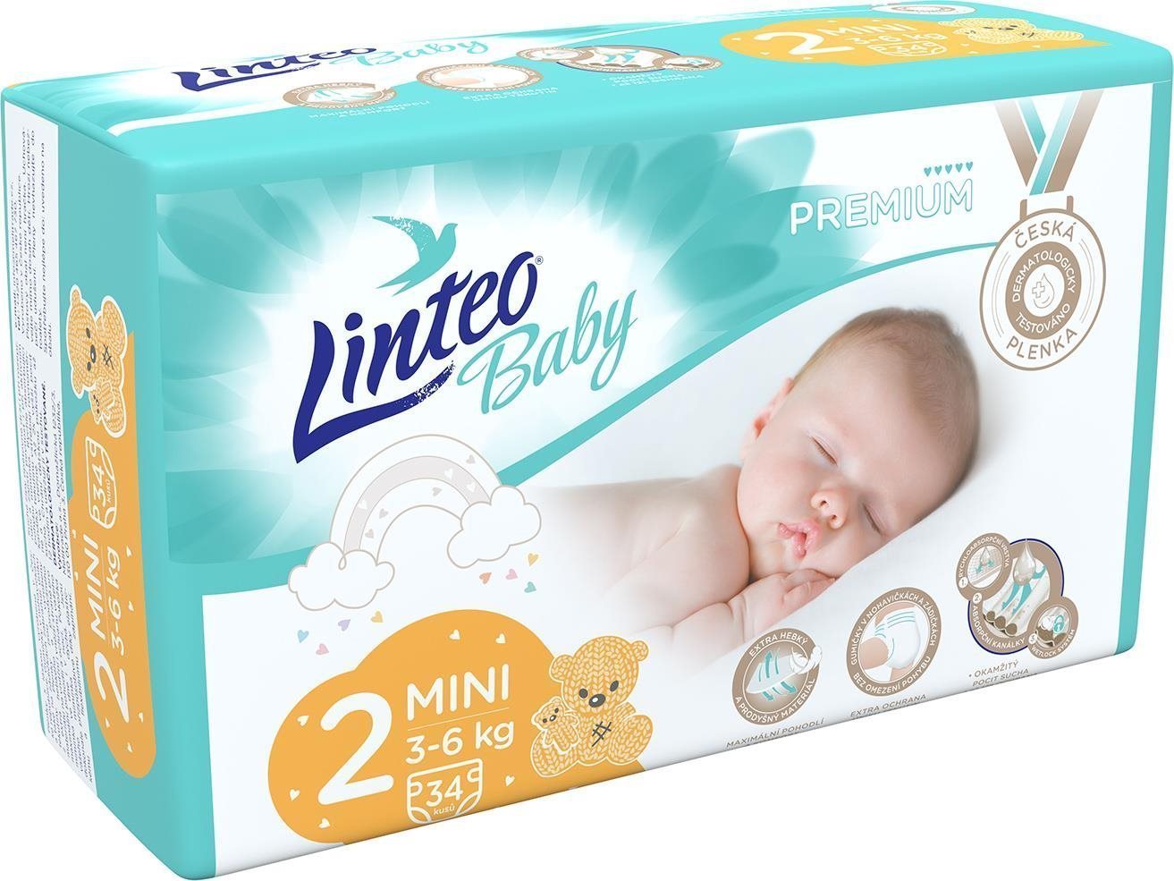 LINTEO Baby Prémium MINI (3–6 kg) 34 ks
