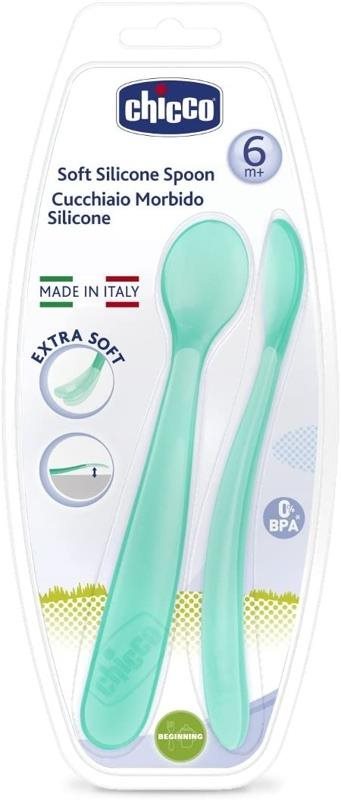 Chicco lžička silikonová 2 ks modrá 6 m+
