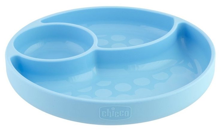 CHICCO silikonový talíř modrozelený 12 m+