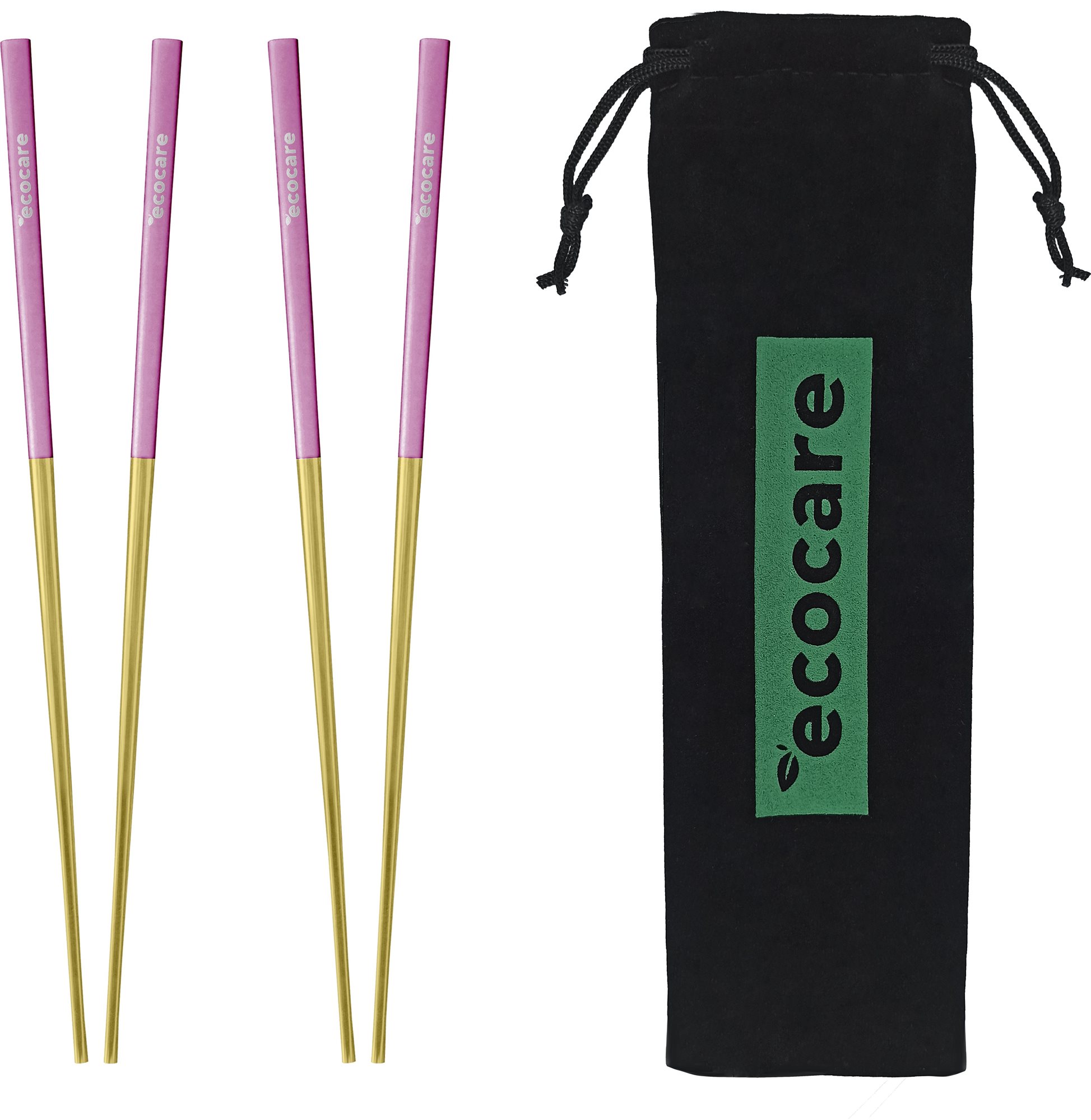 ECOCARE Kovové Sushi Hůlky s Obalem Gold-Pink 4 ks