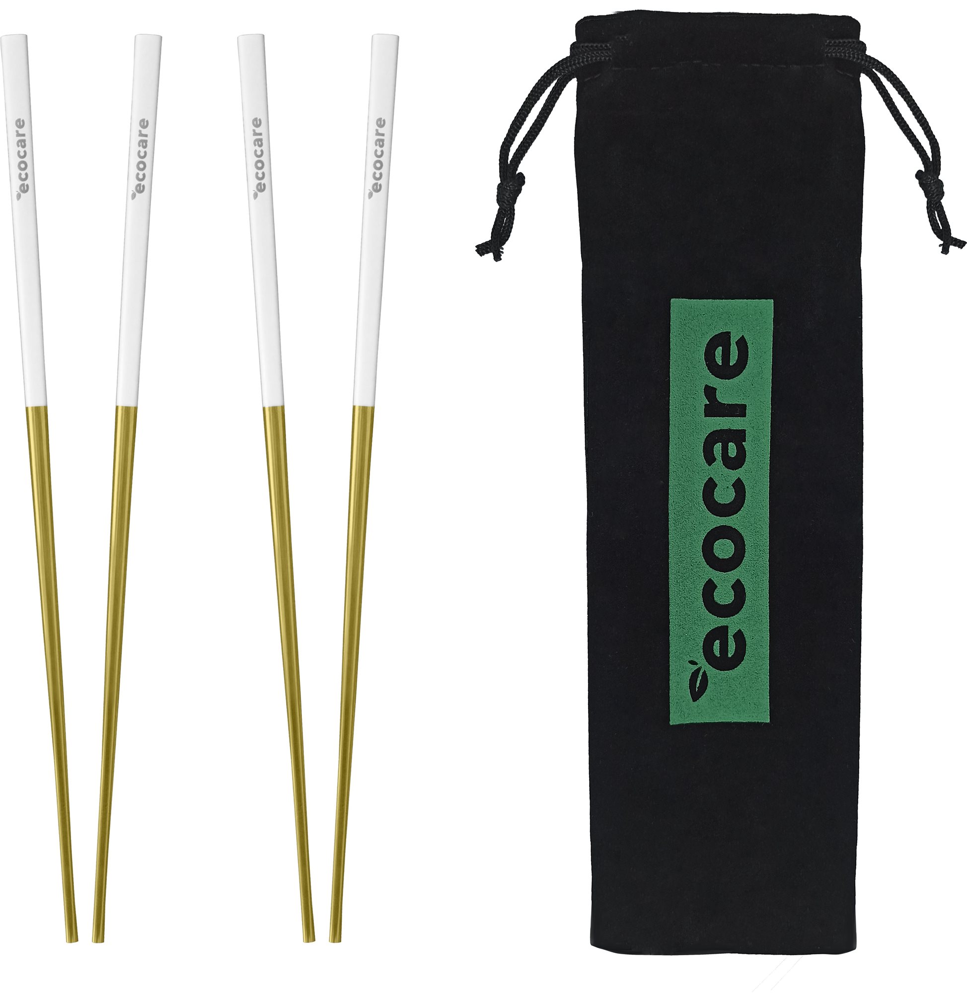 ECOCARE Kovové Sushi Hůlky s Obalem Gold-White 4 ks
