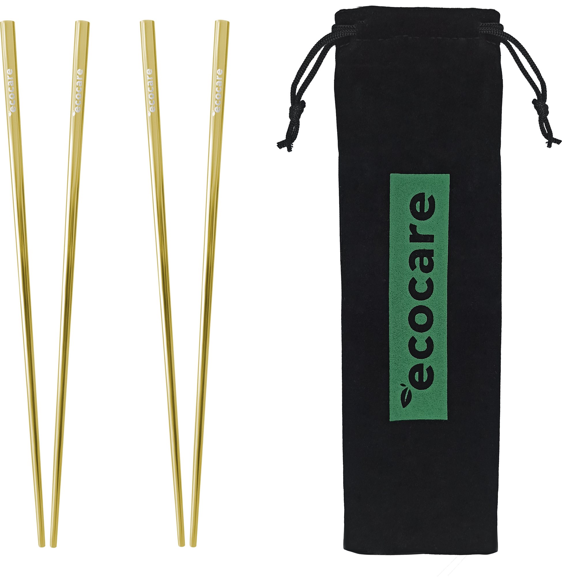 ECOCARE Kovové Sushi Hůlky s Obalem Gold 4 ks