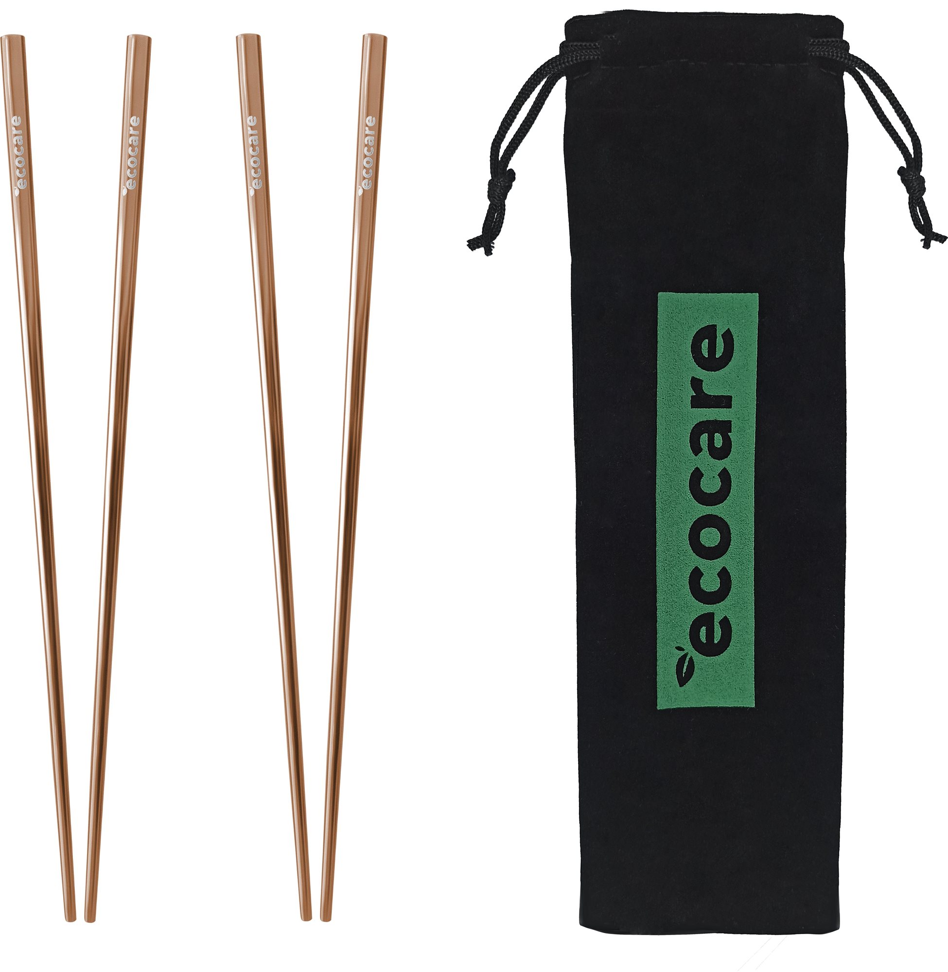 ECOCARE Kovové Sushi Hůlky s Obalem Rose Gold 4 ks
