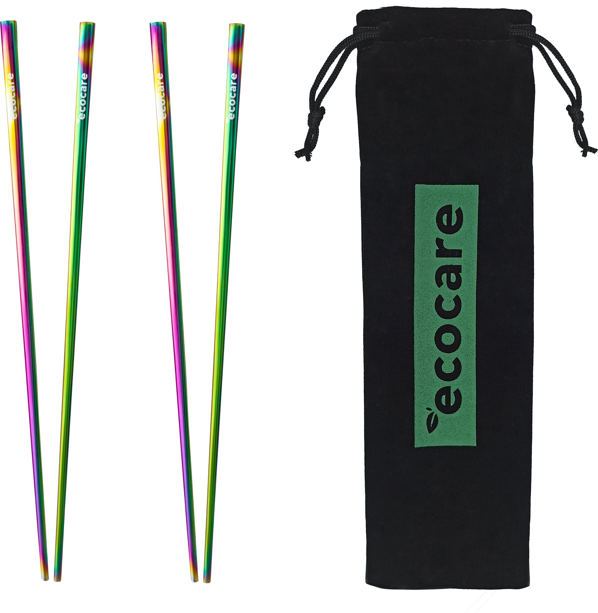ECOCARE Kovové Sushi Hůlky s Obalem Rainbow 4 ks