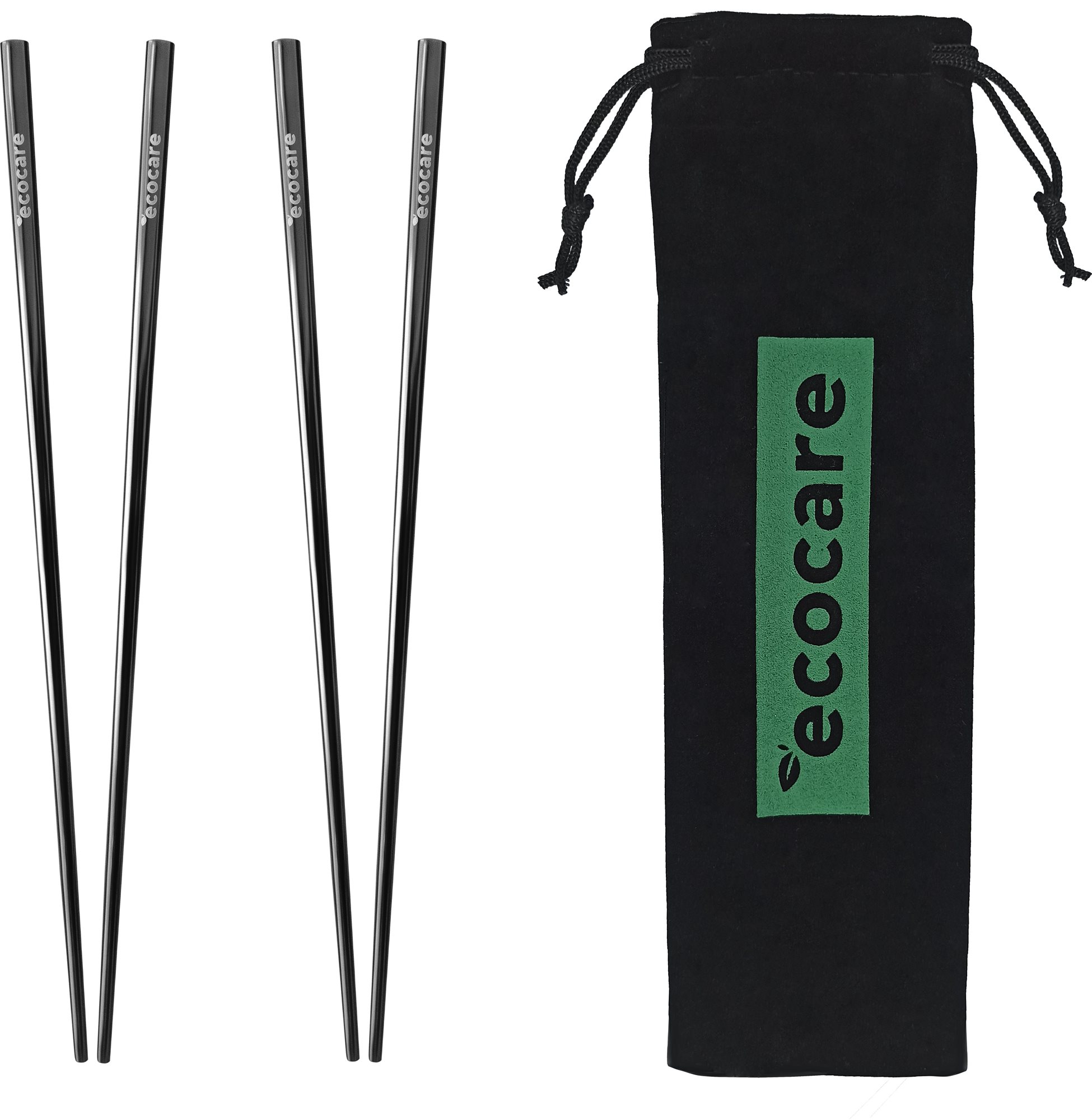 ECOCARE Kovové Sushi Hůlky s Obalem Black 4 ks
