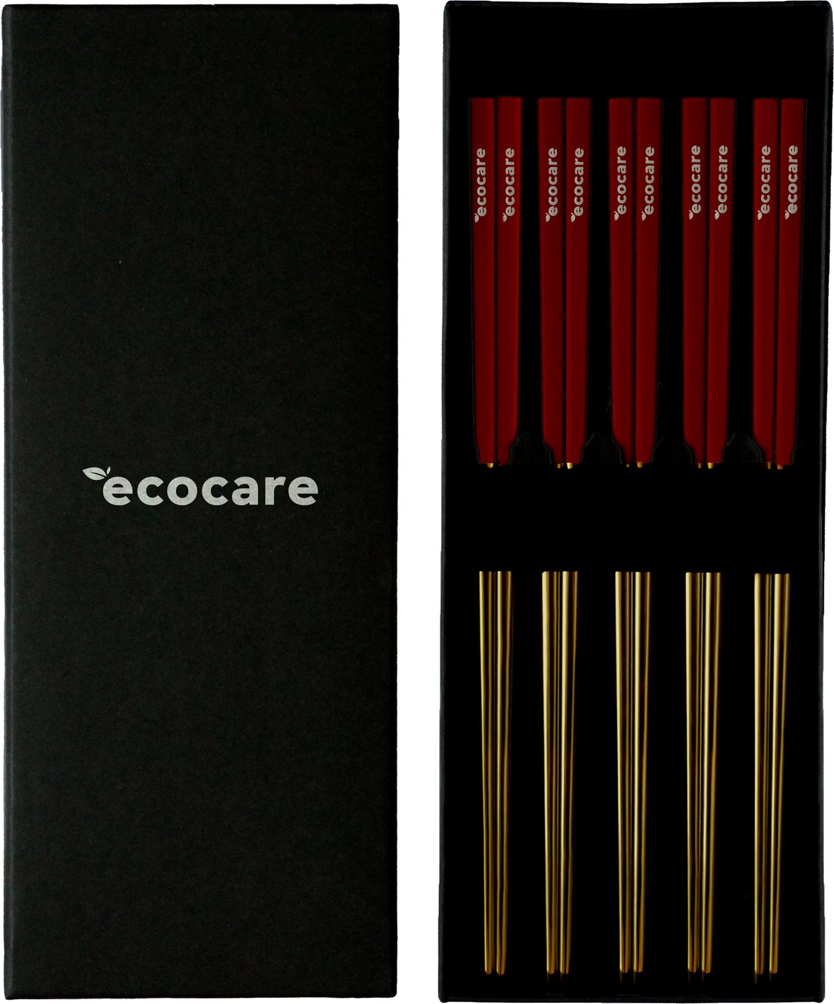 ECOCARE Kovové Sushi Hůlky Box Gold-Red 10 ks