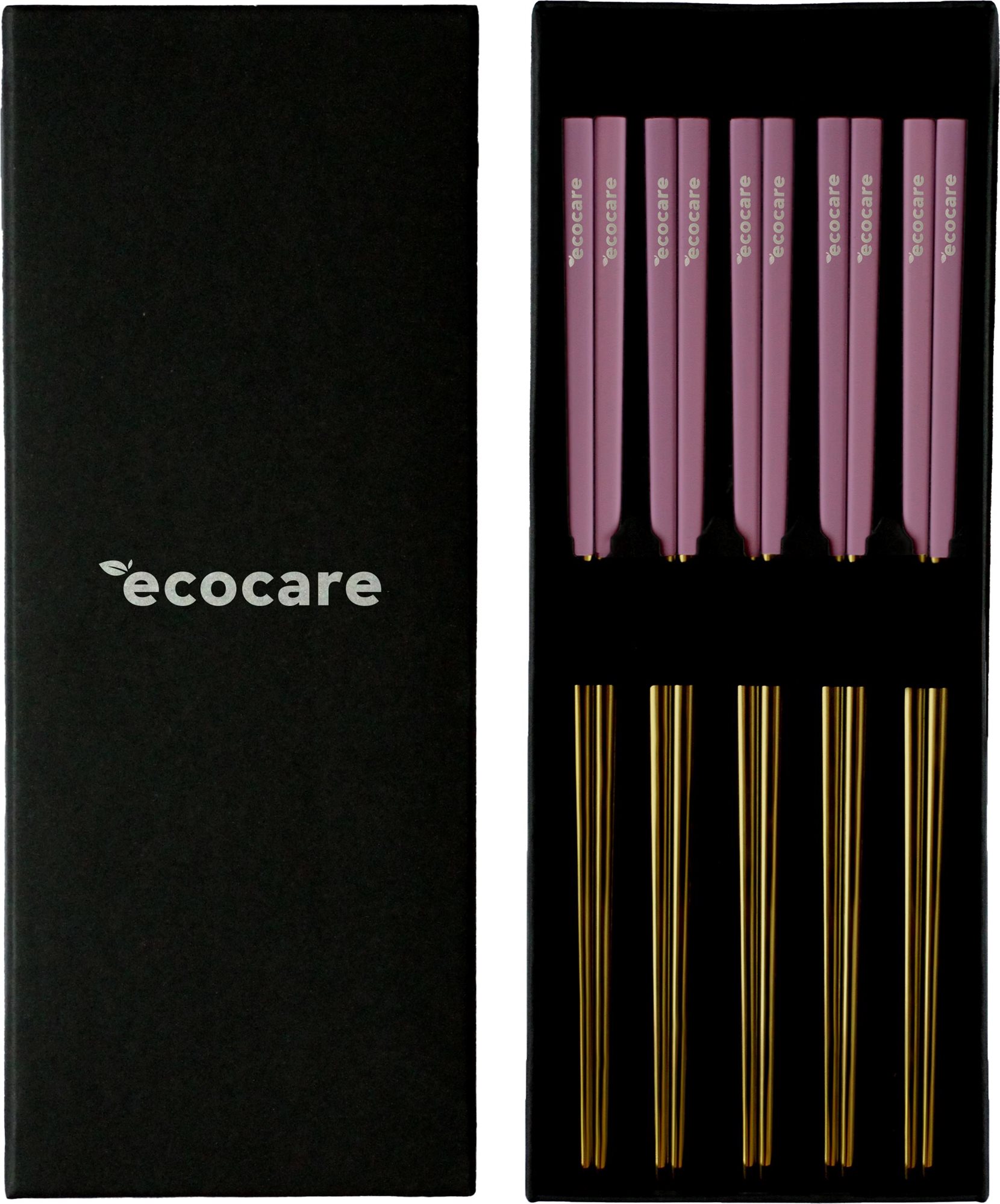 ECOCARE Kovové Sushi Hůlky Box Gold-Pink 10 ks