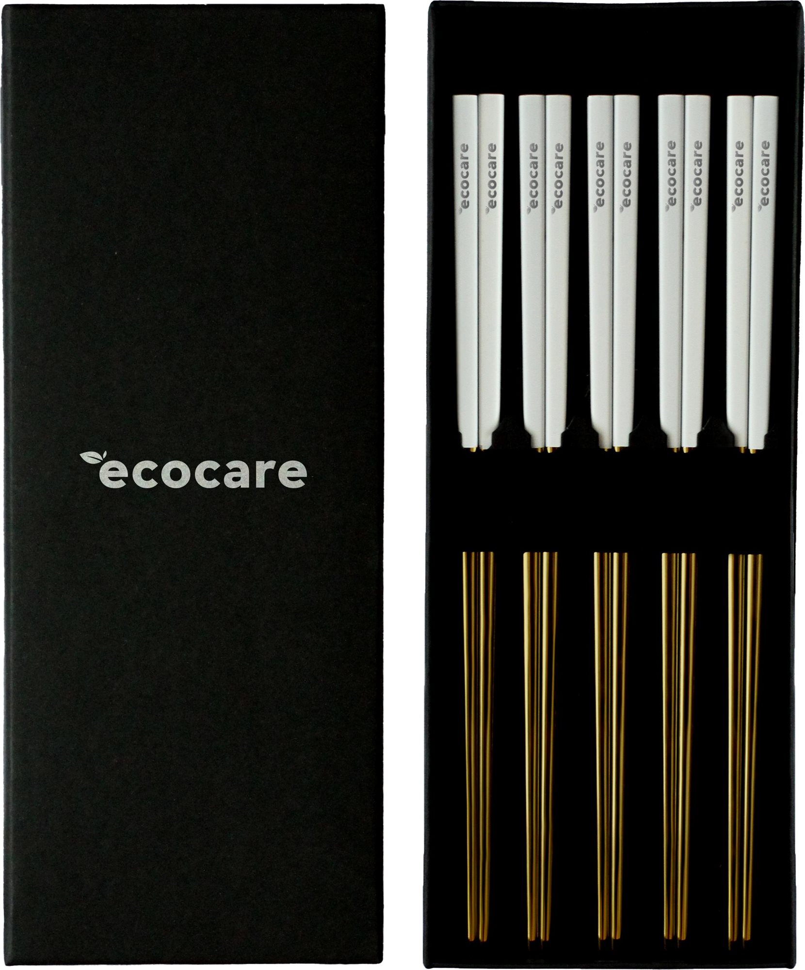 ECOCARE Kovové Sushi Hůlky Box Gold-White 10 ks