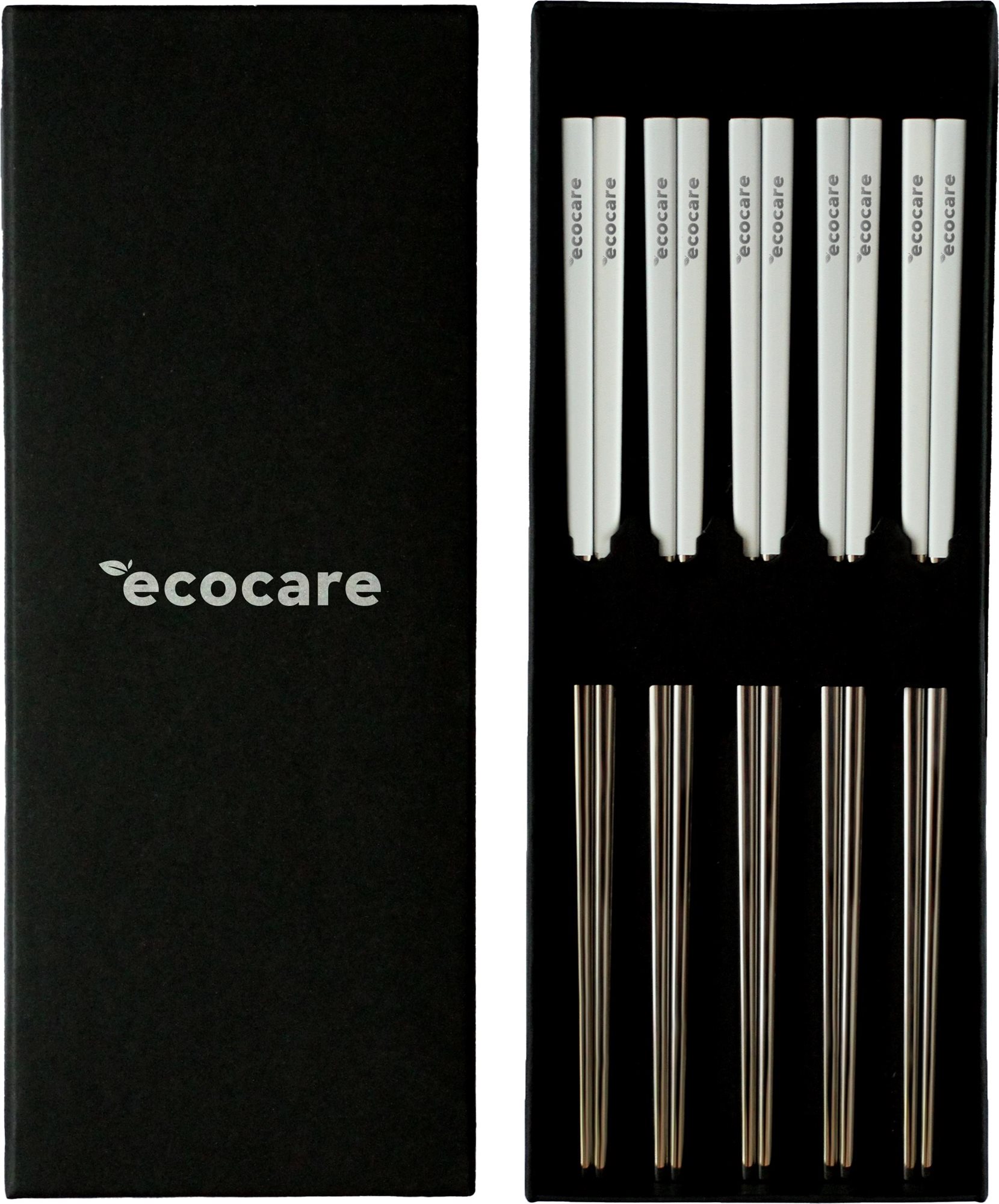 ECOCARE Kovové Sushi Hůlky Box Silver-White 10 ks