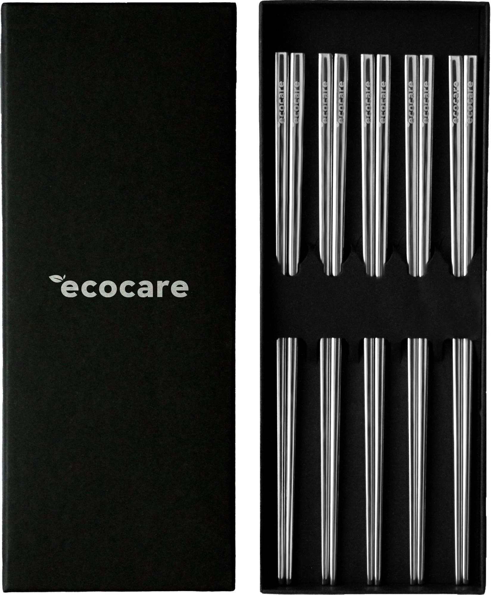 ECOCARE Kovové Sushi Hůlky Box Silver 10 ks