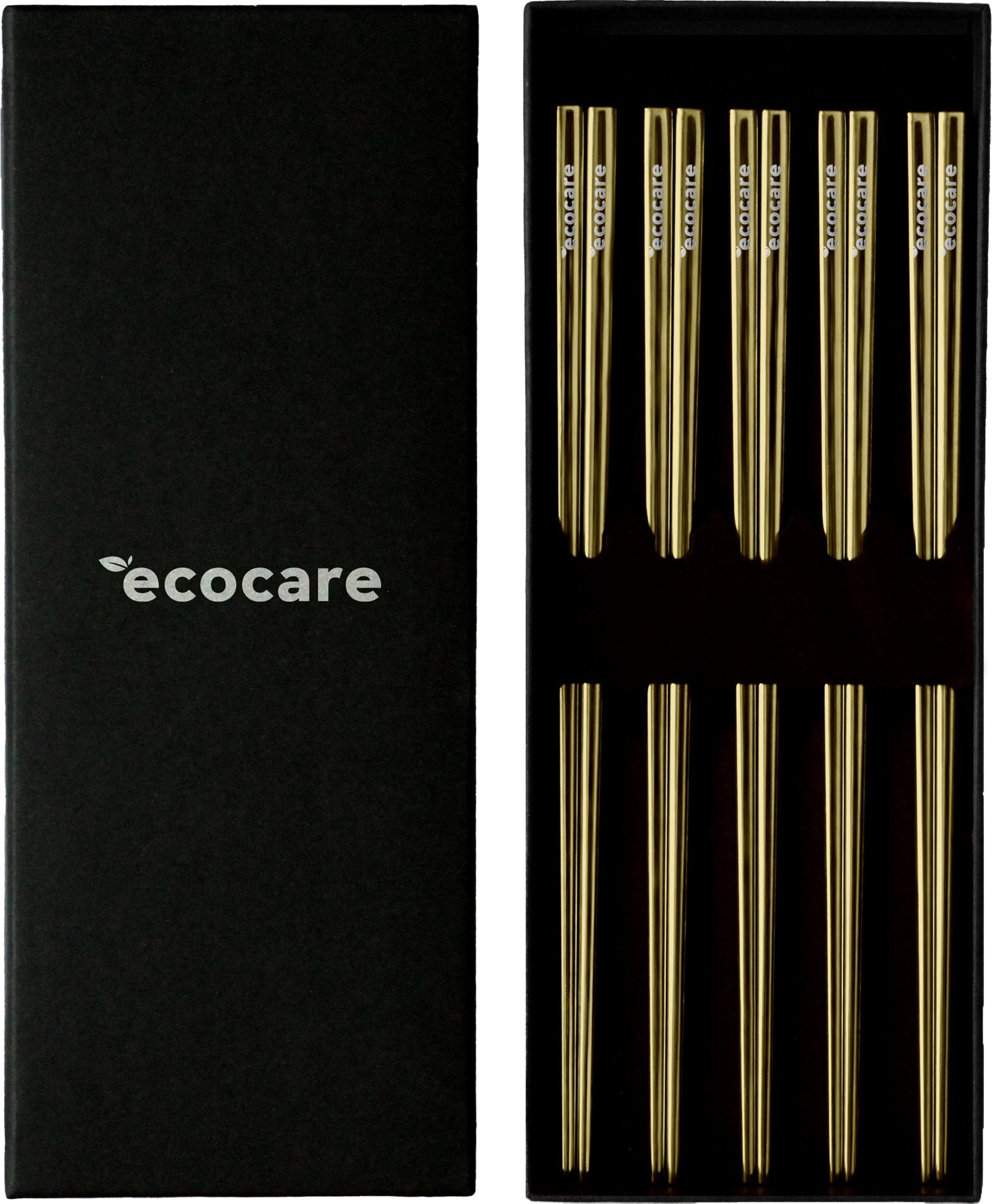 ECOCARE Kovové Sushi Hůlky Box Gold 10 ks