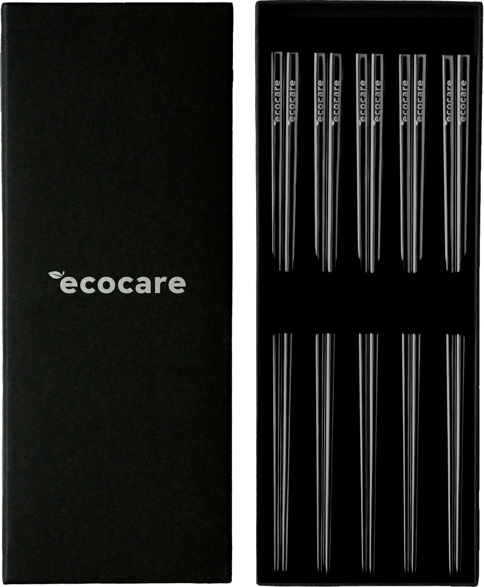 ECOCARE Kovové Sushi Hůlky Box Black 10 ks