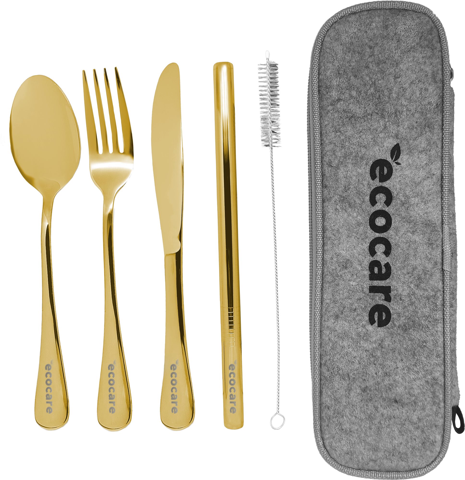 ECOCARE Cestovní sada příborů s pouzdrem Gold 4 ks