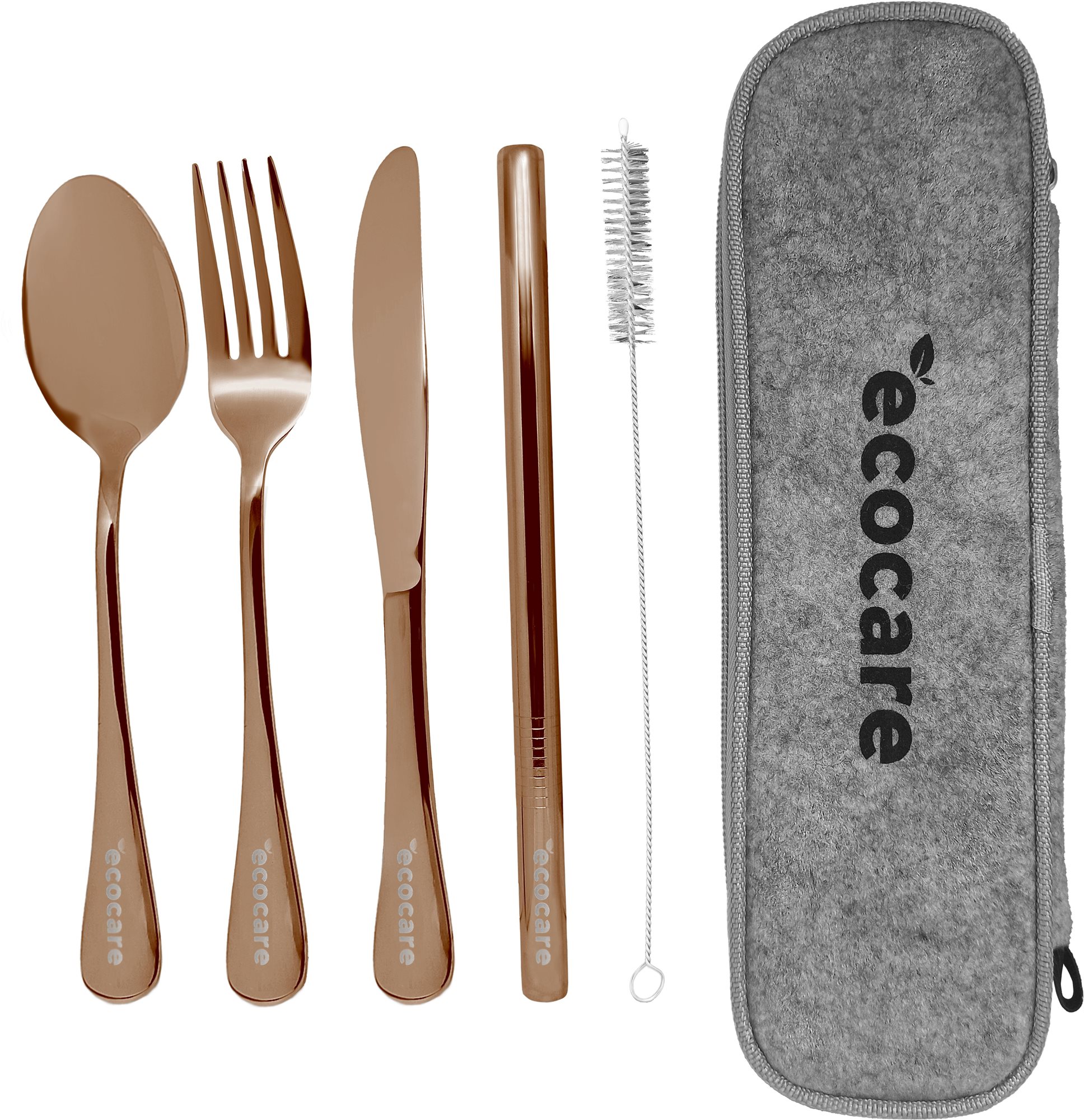 ECOCARE Cestovní sada příborů s pouzdrem Rose Gold 4 ks