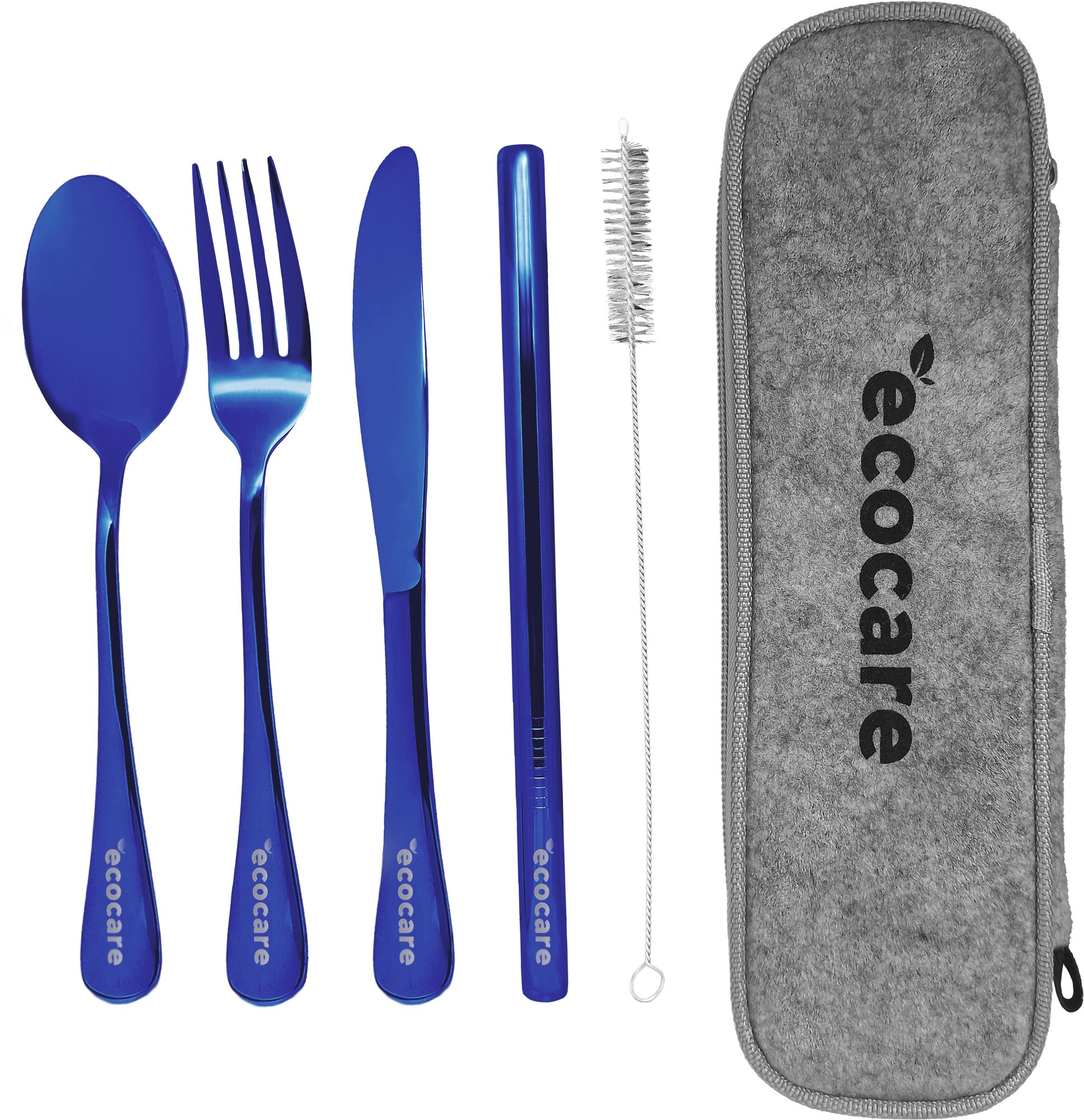 ECOCARE Cestovní sada příborů s pouzdrem Blue 4 ks