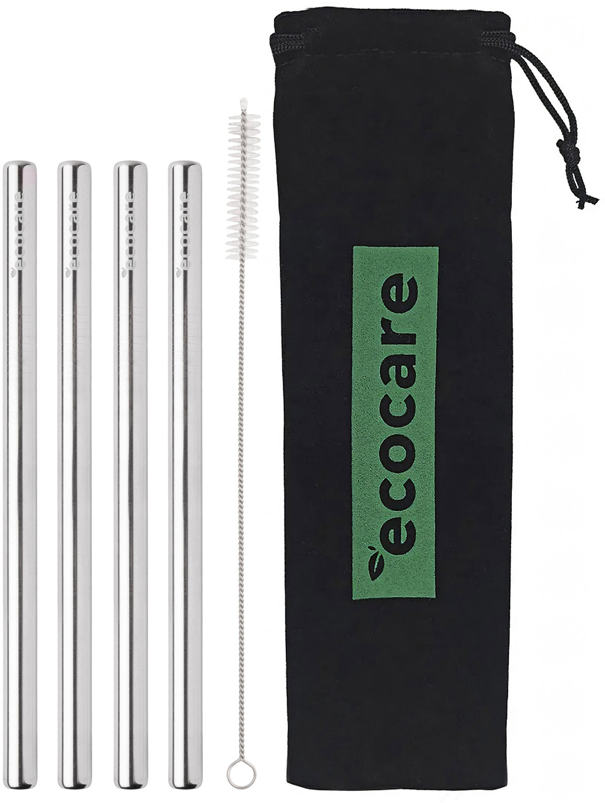 ECOCARE Kovová brčka maxi stříbrná 4 ks