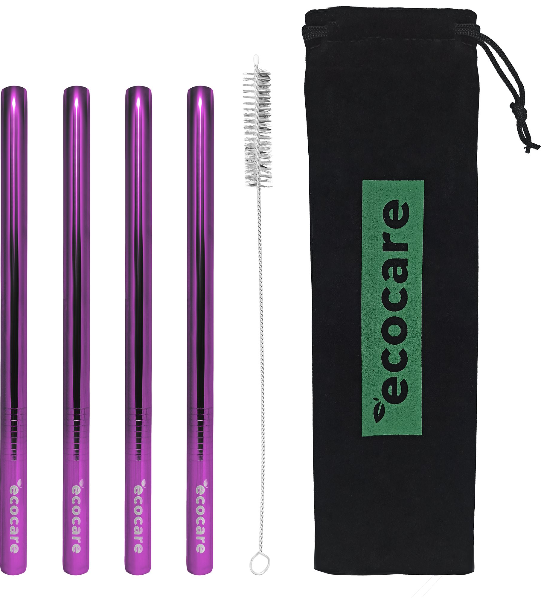 ECOCARE Kovová Brčka Maxi 12 mm Set Purple 4 ks