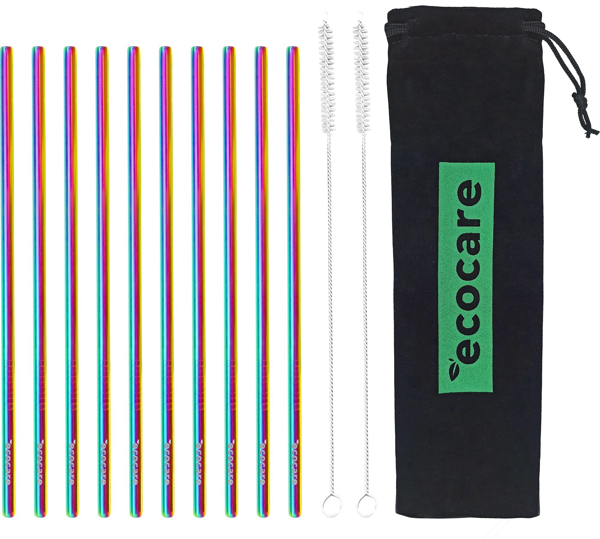 ECOCARE Kovová Brčka Set Rainbow 10 ks