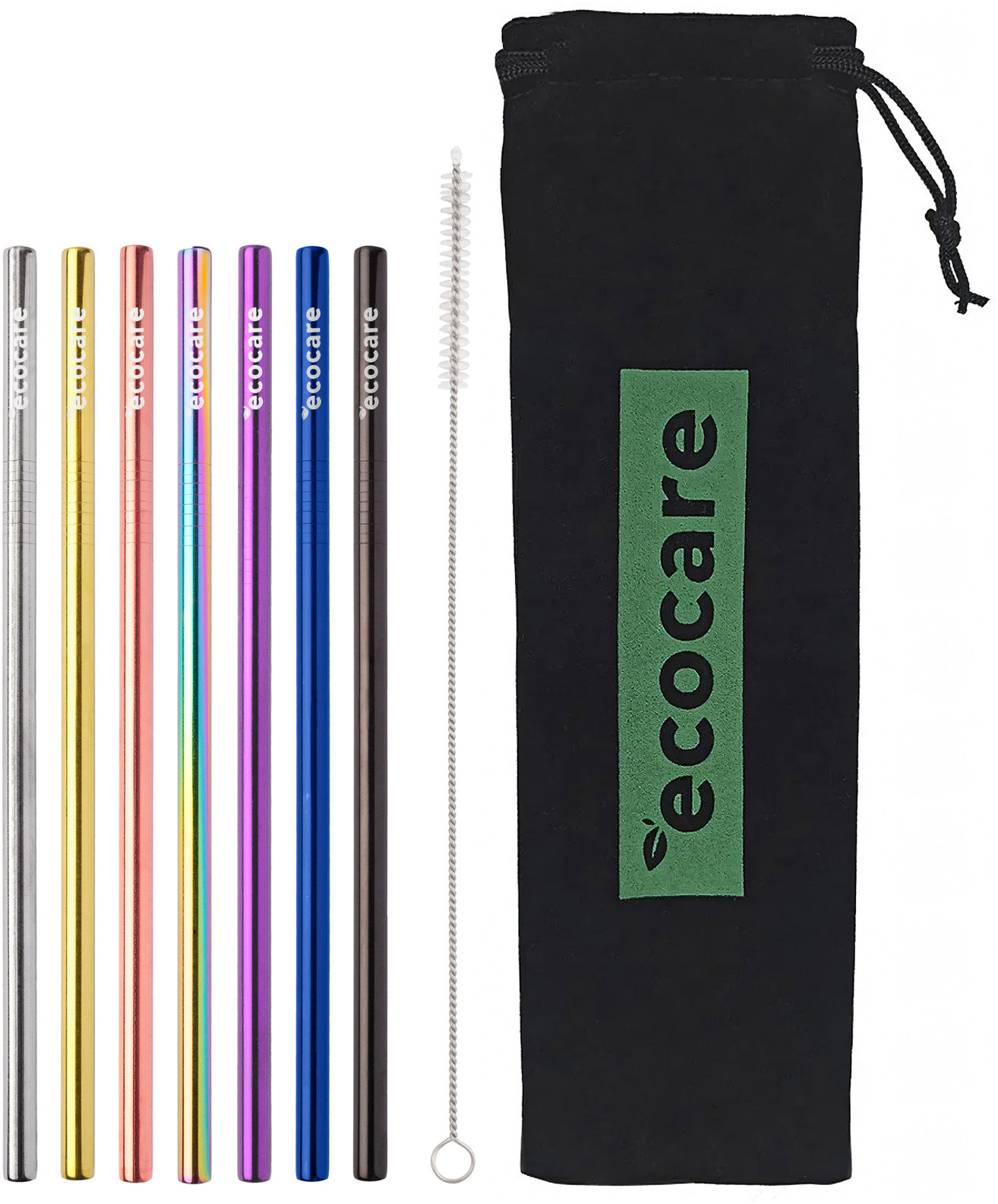 ECOCARE Kovová brčka rovné mix 7 ks
