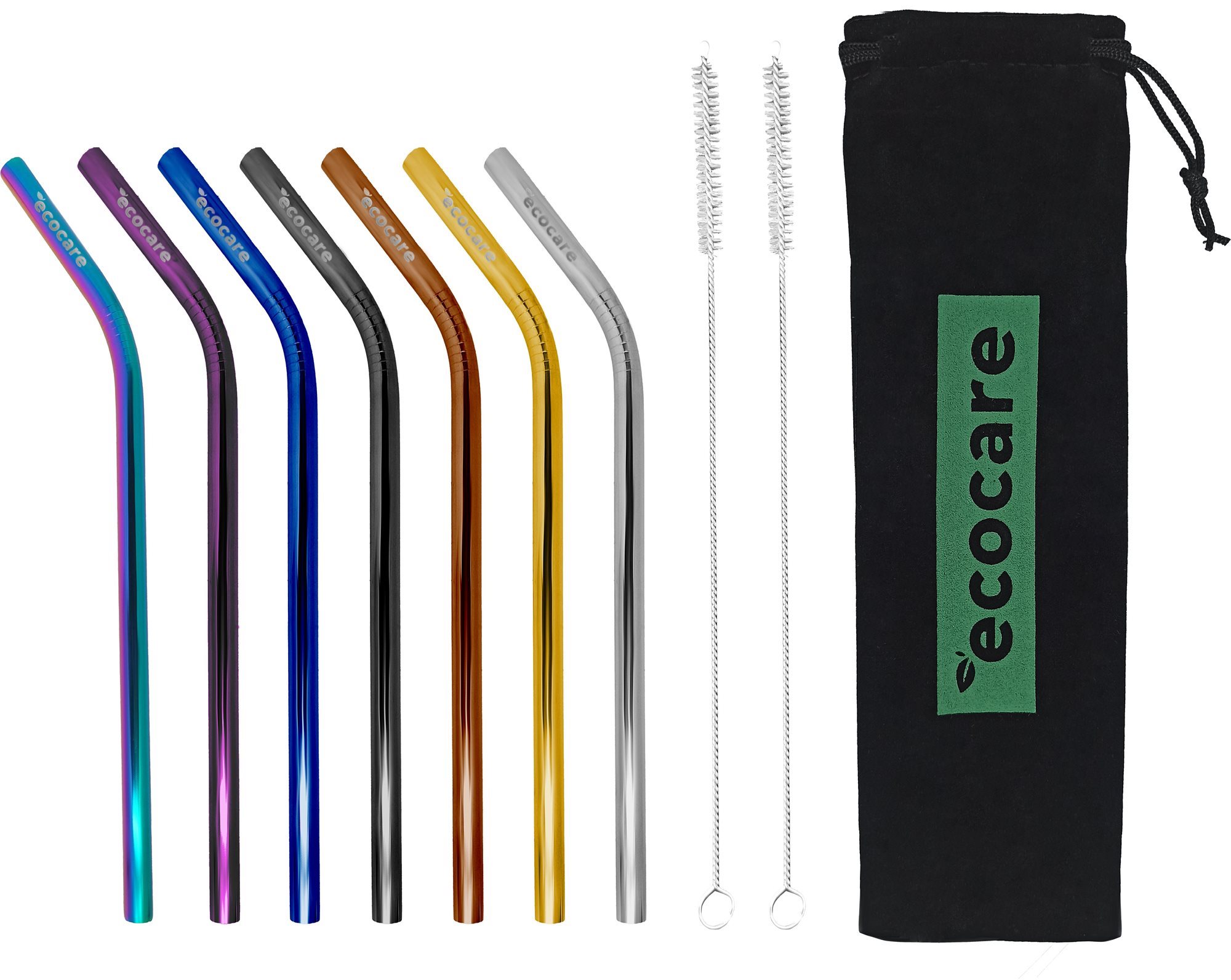ECOCARE Kovová Brčka Set Mix Bent 8 mm 7 ks