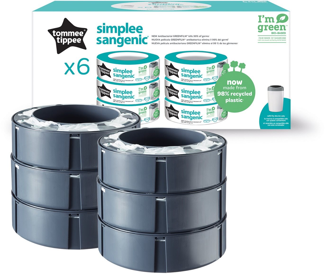 Tommee Tippee Simplee Náhradní Kazety, 6 ks