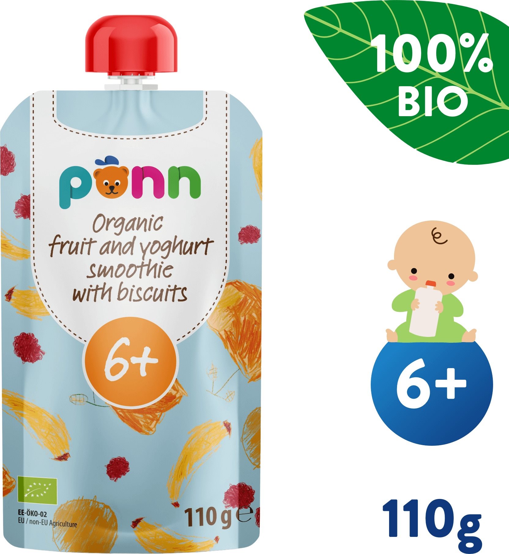 SALVEST Ponn BIO Ovocné smoothie s jogurtem a sušenkami (110 g)