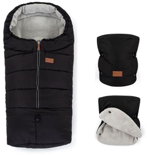 PETITE&MARS Set Fusak Jibot 3v1 + rukavice na kočárek Jasie Ink Black