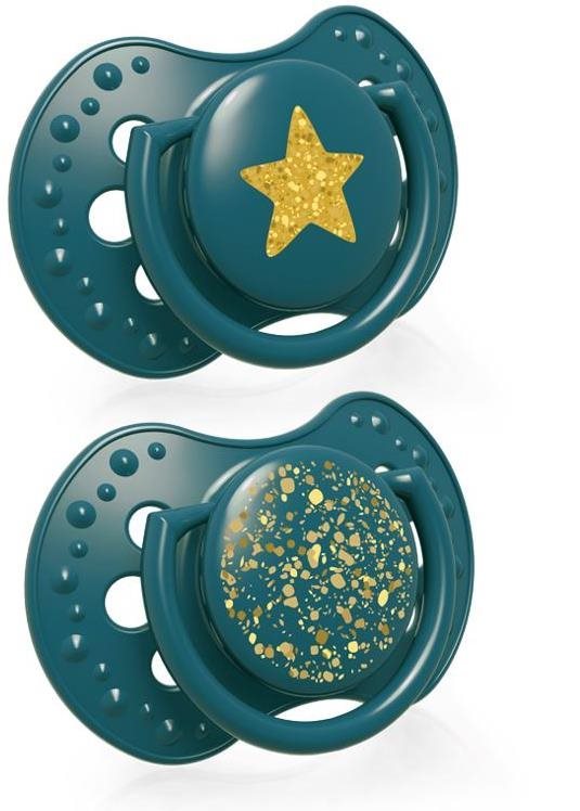 LOVI dudlík silikonový dynamický Stardust 0-3 m 2 ks, zelený