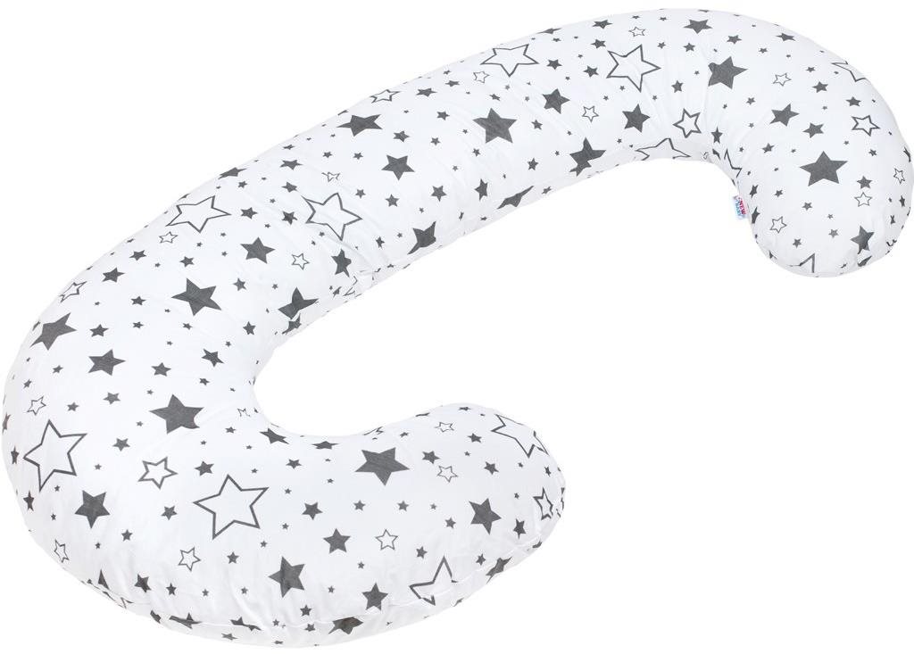 NEW BABY univerzální kojící polštář ve tvaru C hvězdy šedé