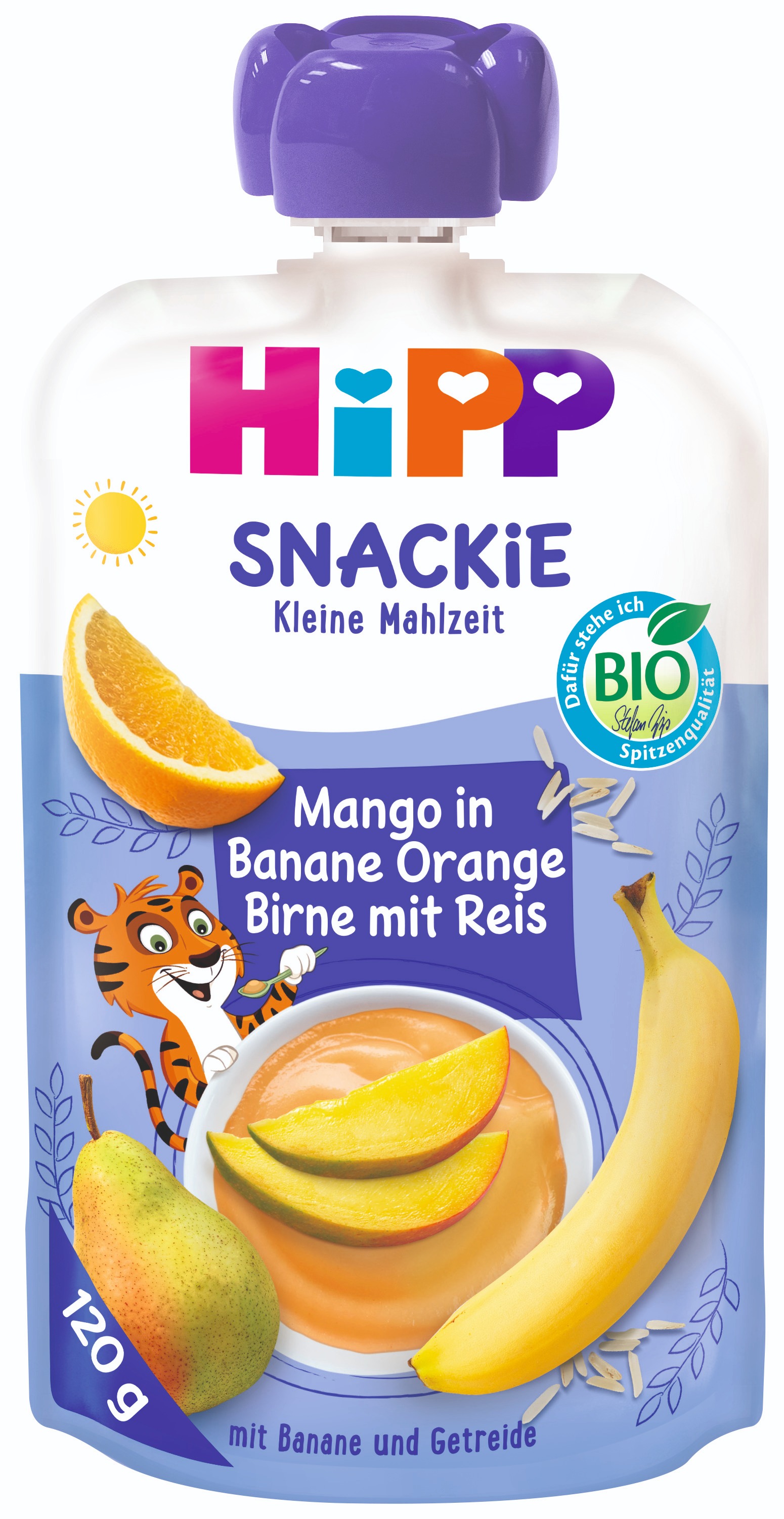 HiPP BIO Snackie Hruška-Pomeranč-Mango-Banán-Rýže 6× 120 g