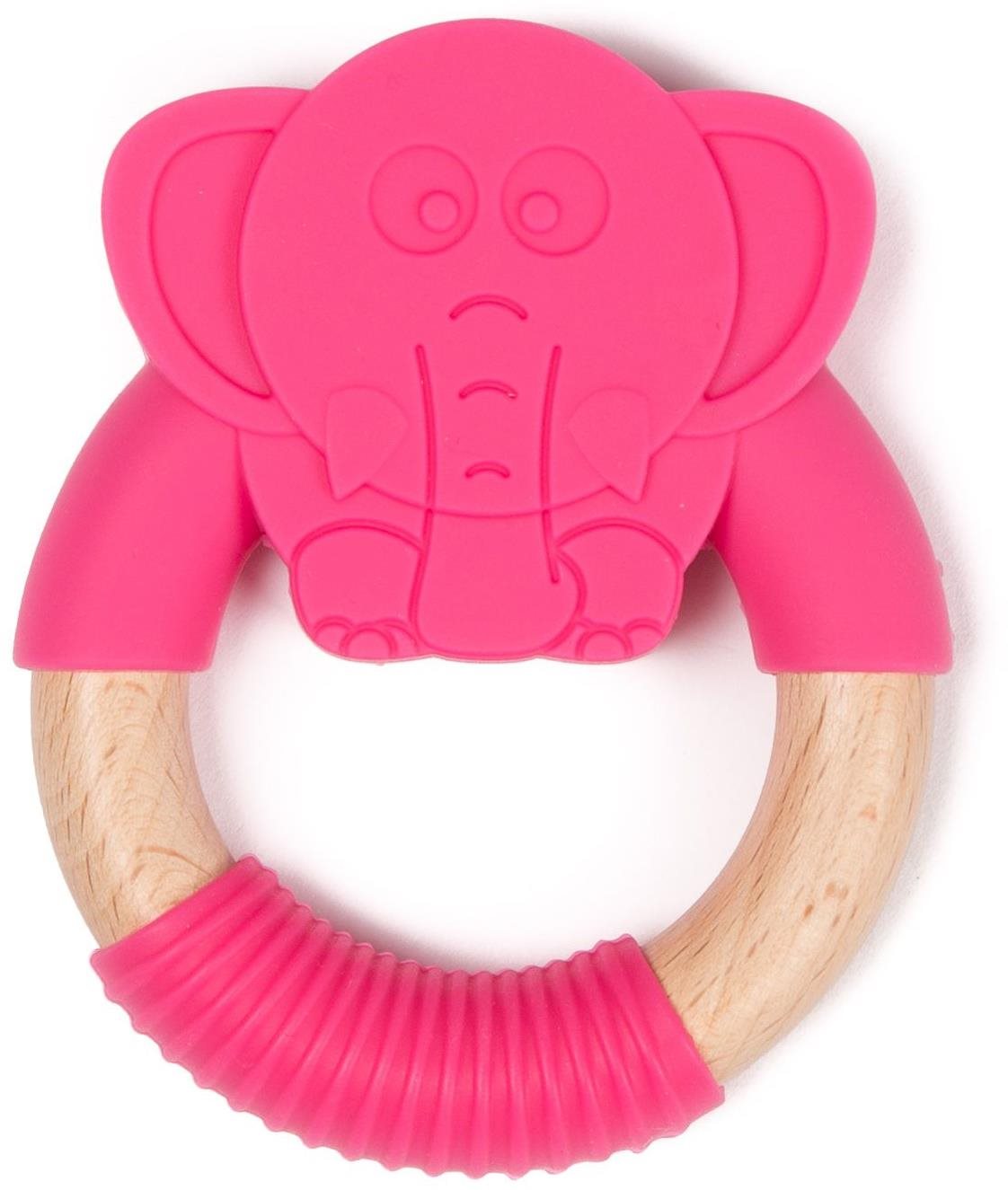Bo Jungle kousátko B-Teether Animal Wood Pink Elephant