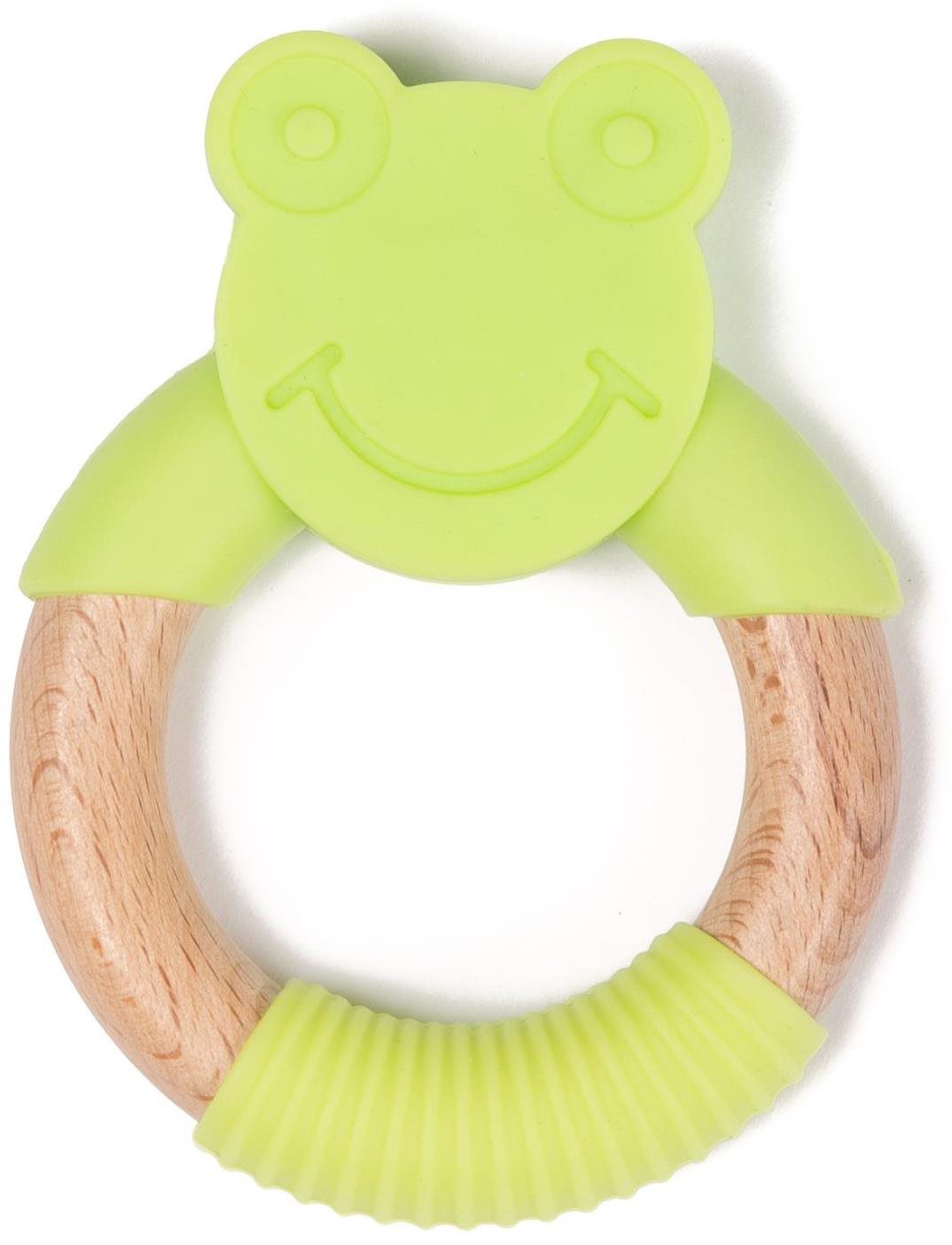 Bo Jungle kousátko B-Teether Animal Wood Green Frog