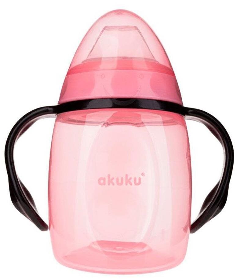 AKUKU hrníček nakloněný se silikonovým náustkem růžový, 280 ml