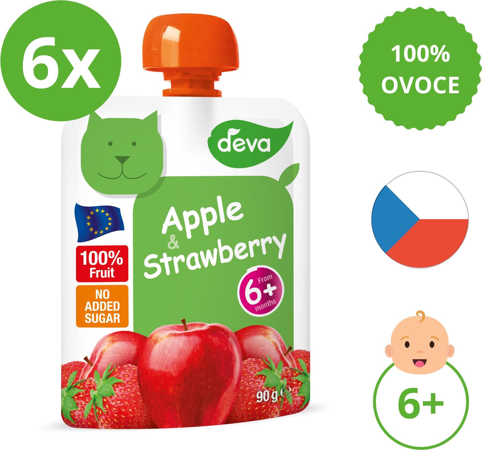 DEVA jablko, jahoda 6×90 g