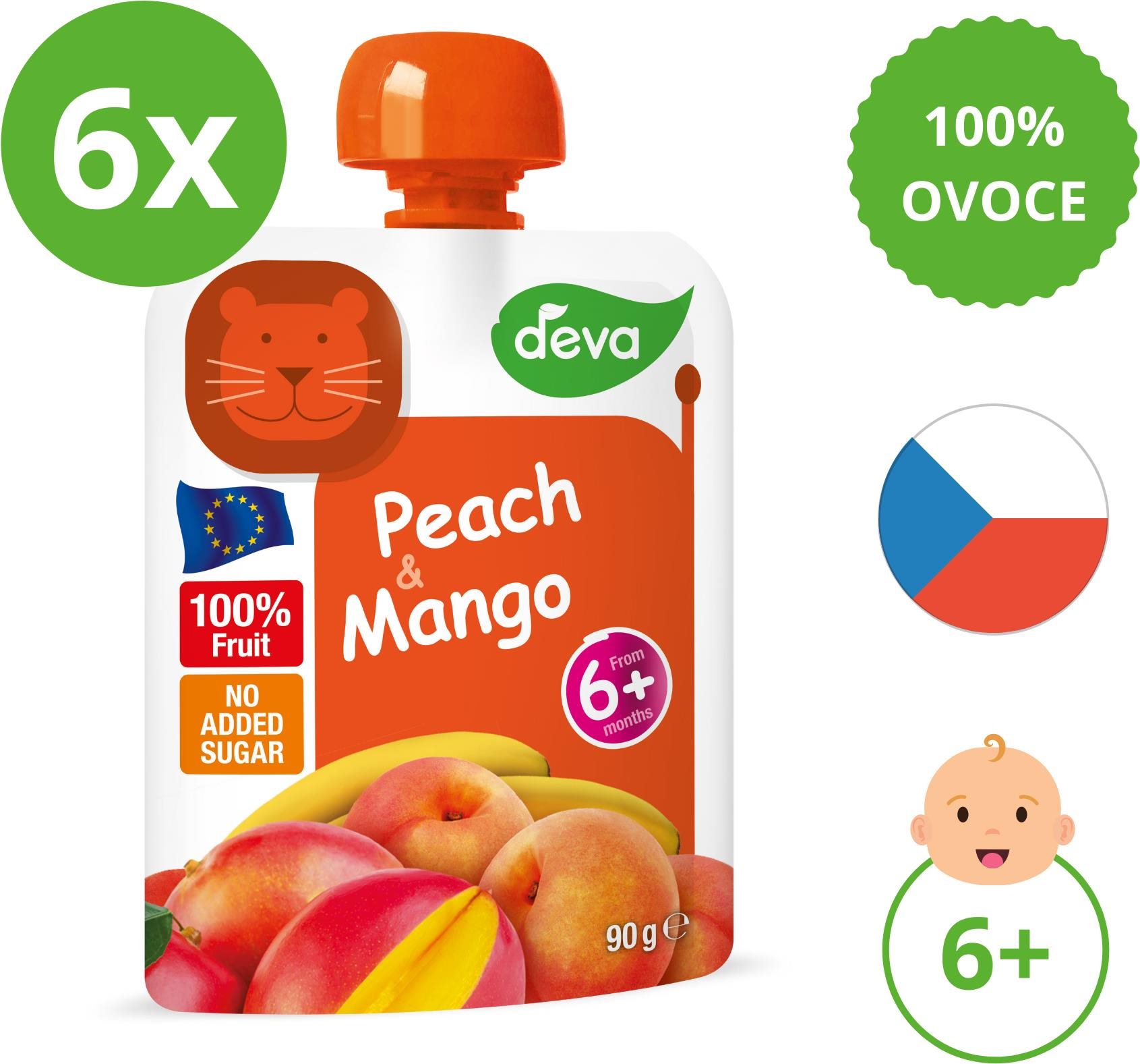 DEVA broskev, mango 6×90 g