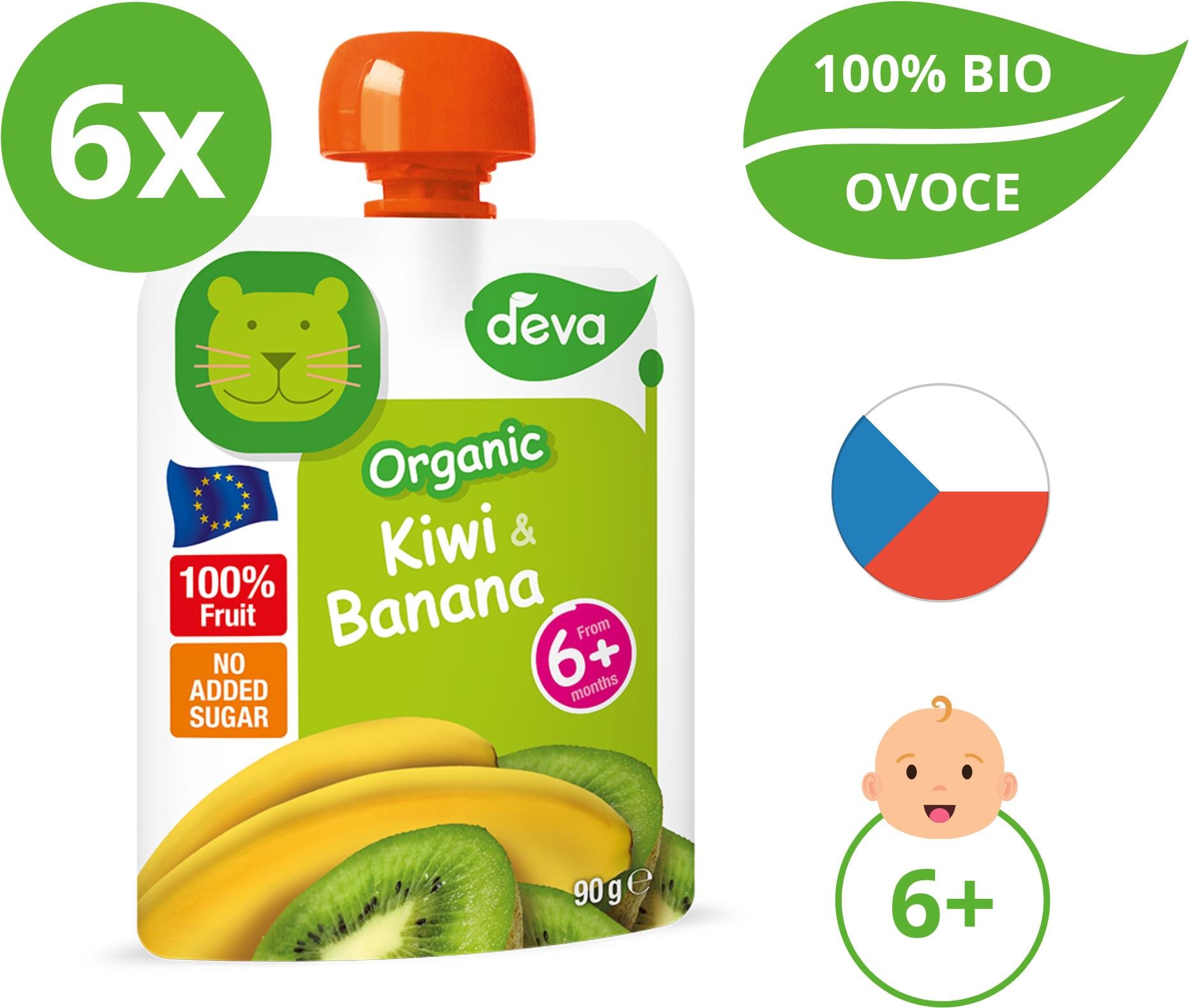 DEVA bio kiwi, banán 6×90 g