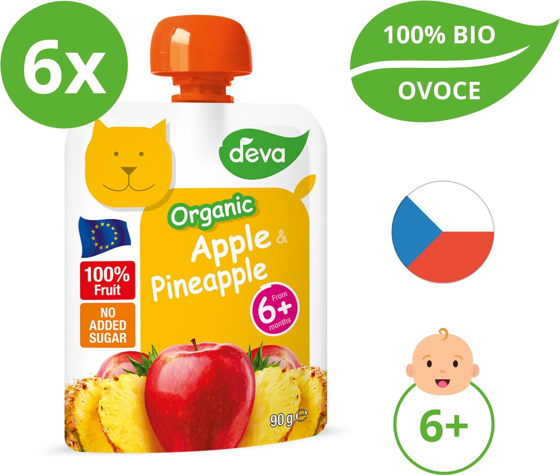 DEVA bio jablko, ananas 6×90 g