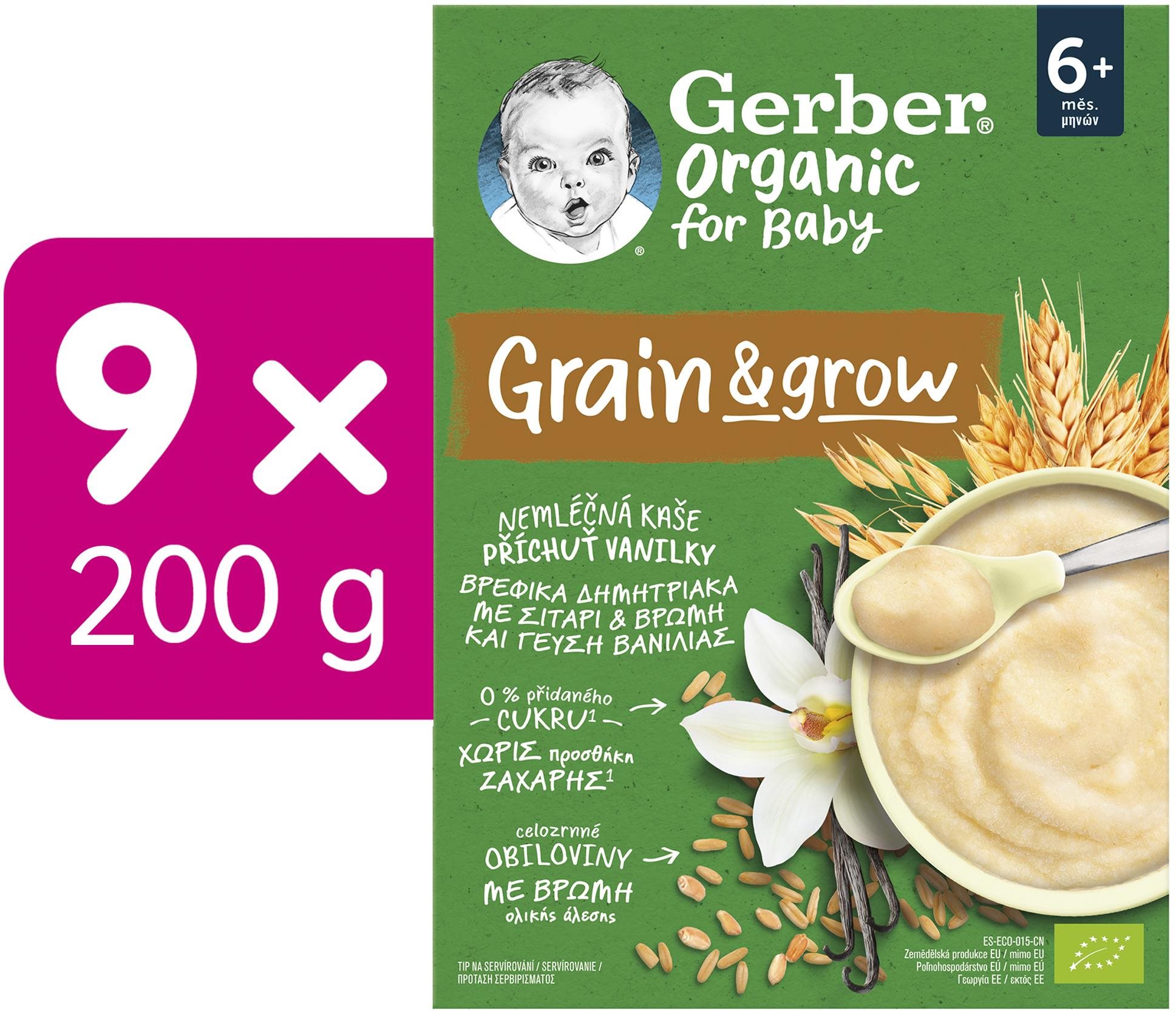 GERBER Organic nemléčná kaše s příchutí vanilky 9× 200 g