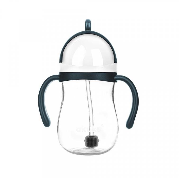 AKUKU kouzelná láhev s brčkem a závažím černá, 280 ml