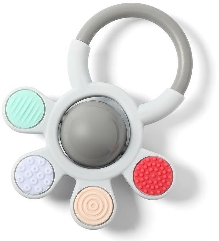 BabyOno dětské kousátko silikonové Ortho s chrastítkem 0 m+