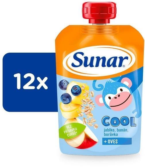 Sunar Cool ovocná kapsička borůvka, banán, ovesné vločky 12× 110 g