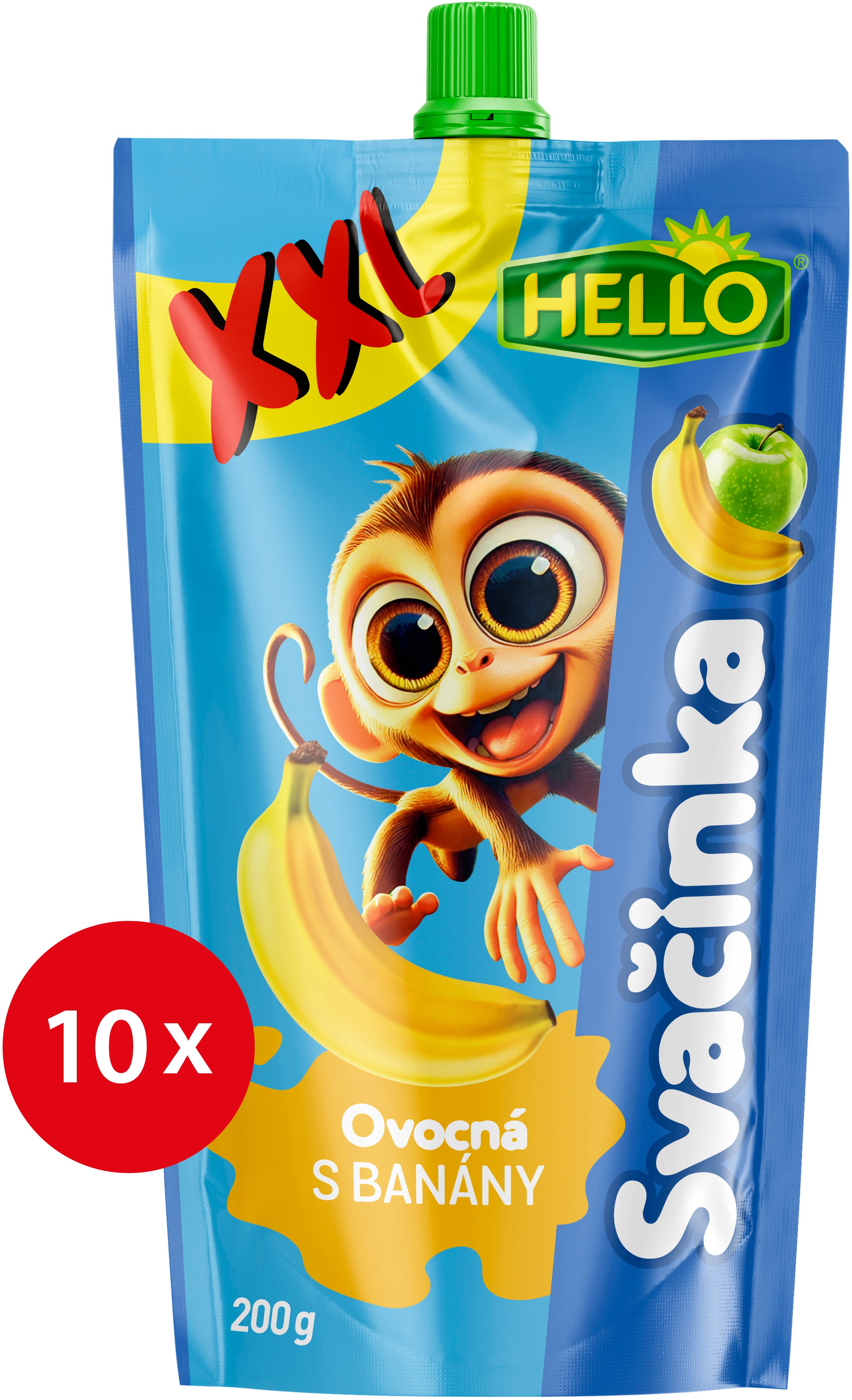 HELLO XXL ovocná kapsička s banány 10× 200 g