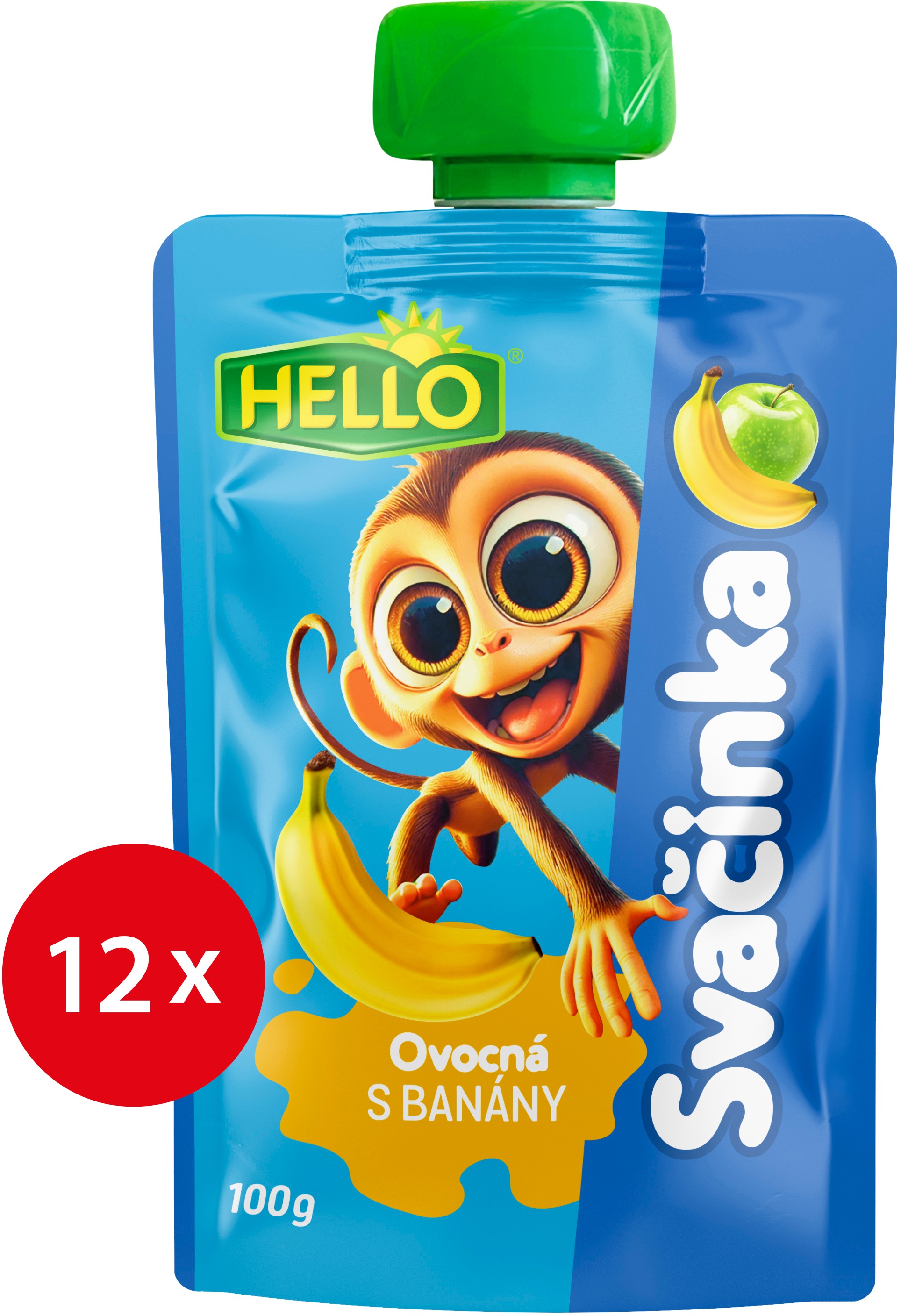 HELLO ovocná kapsička s banány 12× 100 g