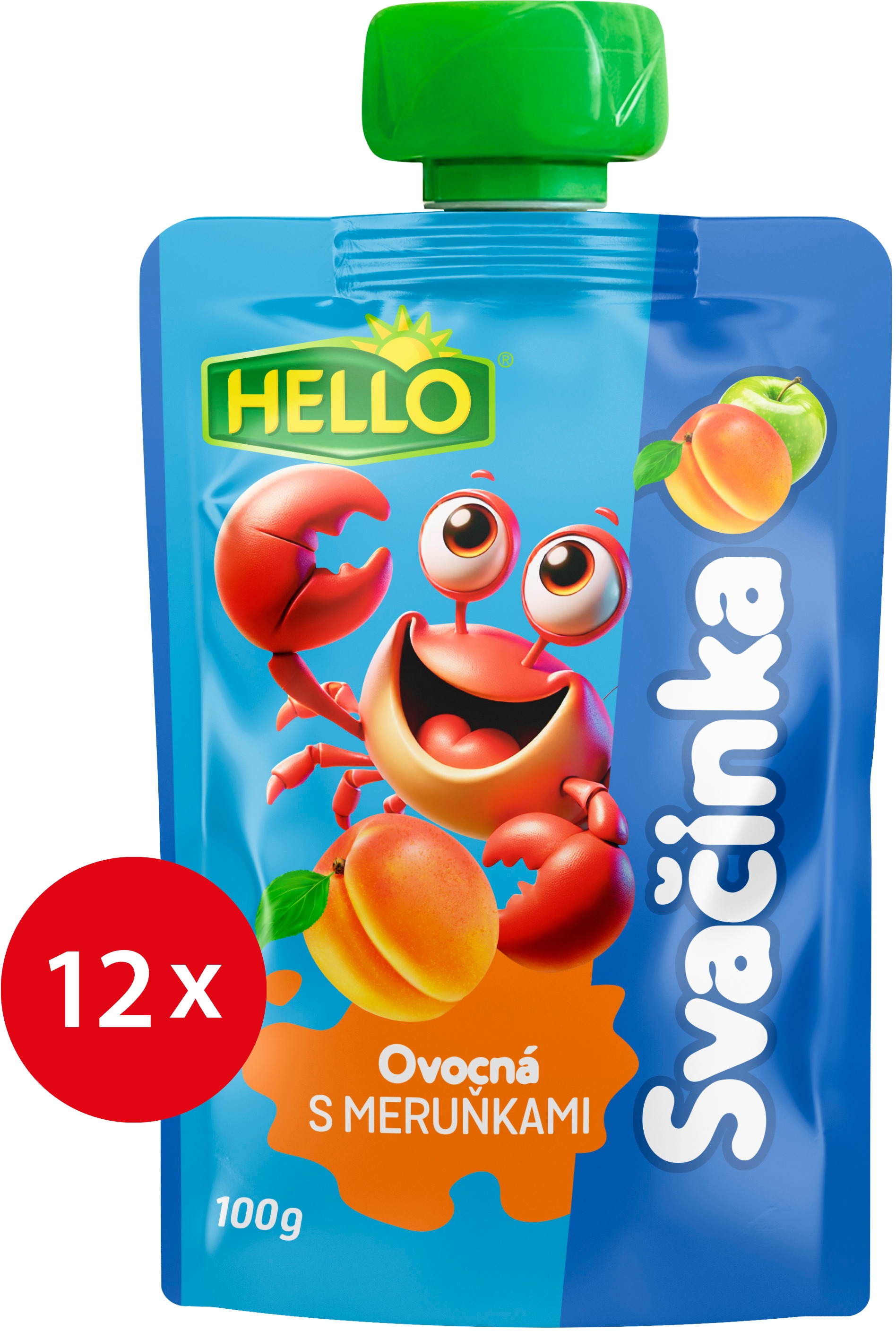 HELLO ovocná kapsička s meruňkami 12× 100 g