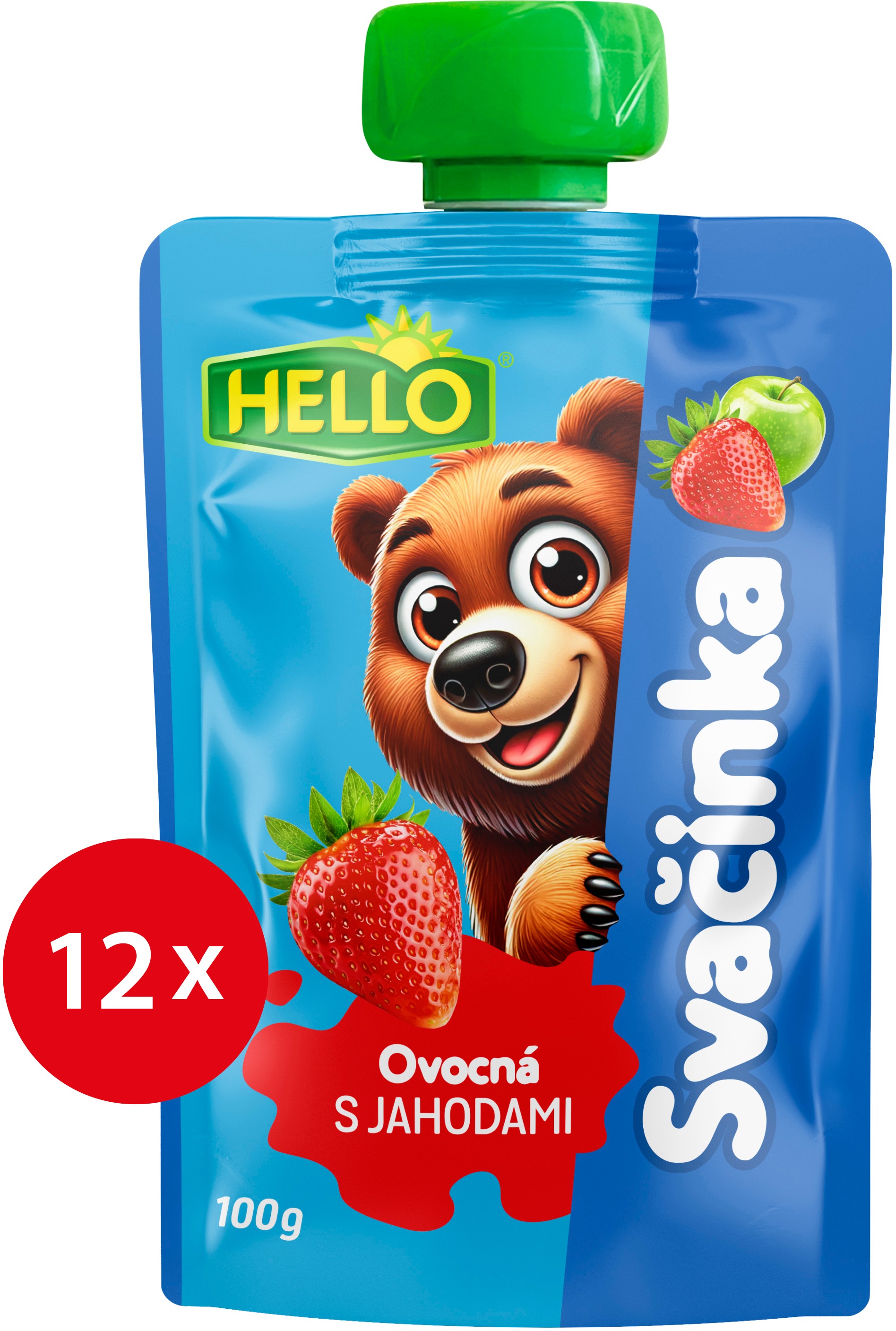 HELLO ovocná kapsička s jahodami 12× 100 g