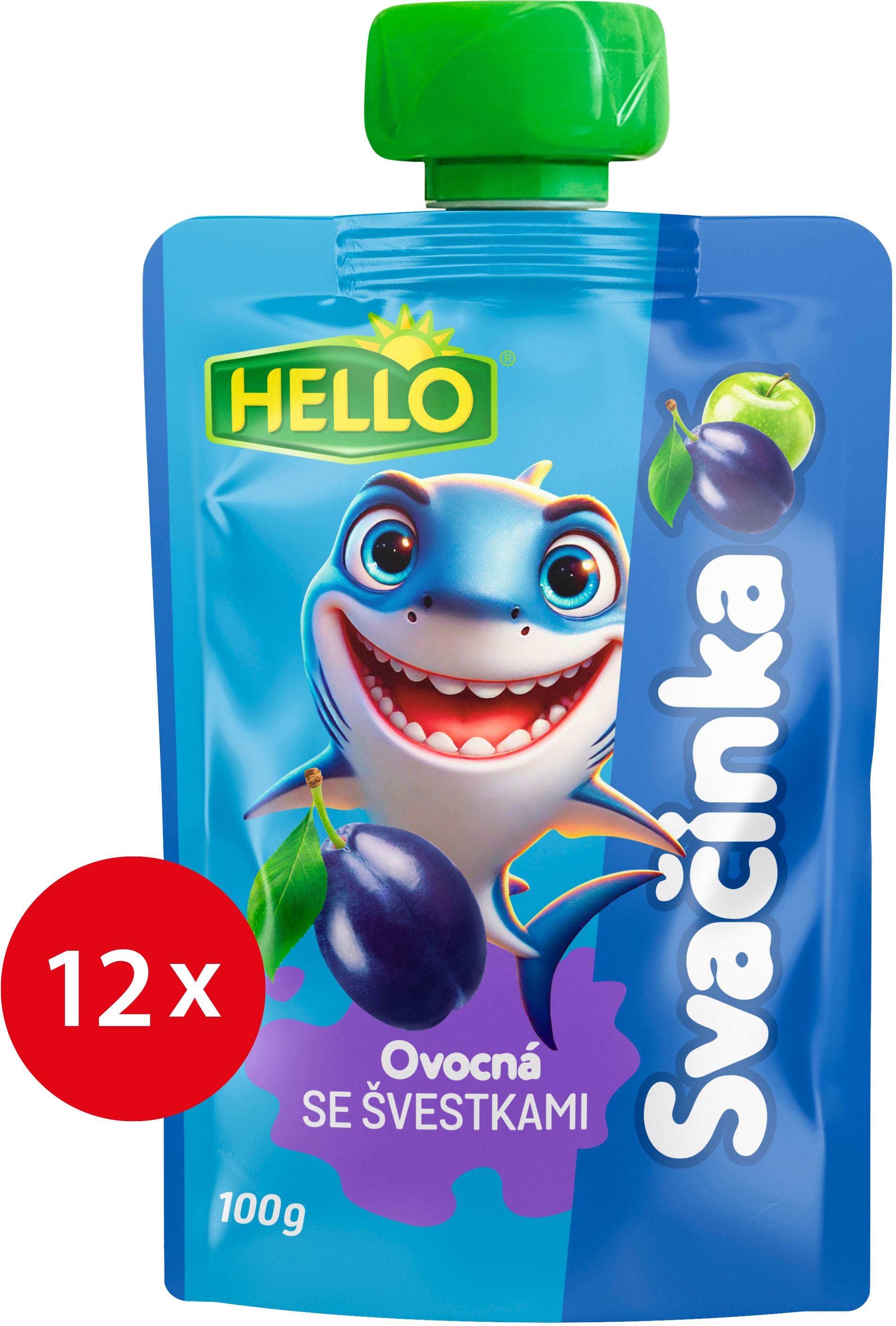 HELLO ovocná kapsička se švestkami 12× 100 g
